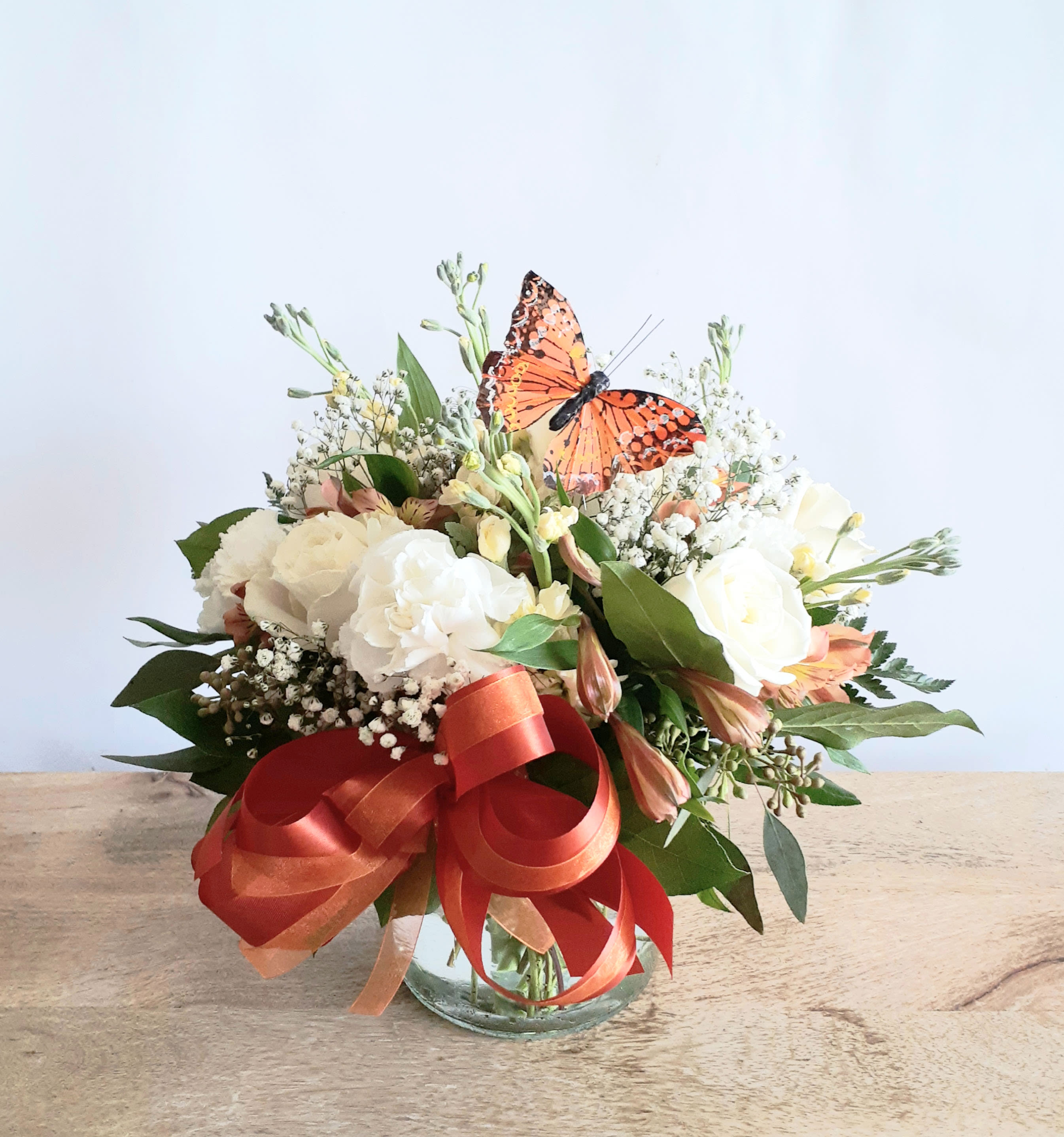 Sweet Citrus for you Sweet Citrus for you - Rose, stock, astormeria and nice flower with big Ribbon and Butterfly