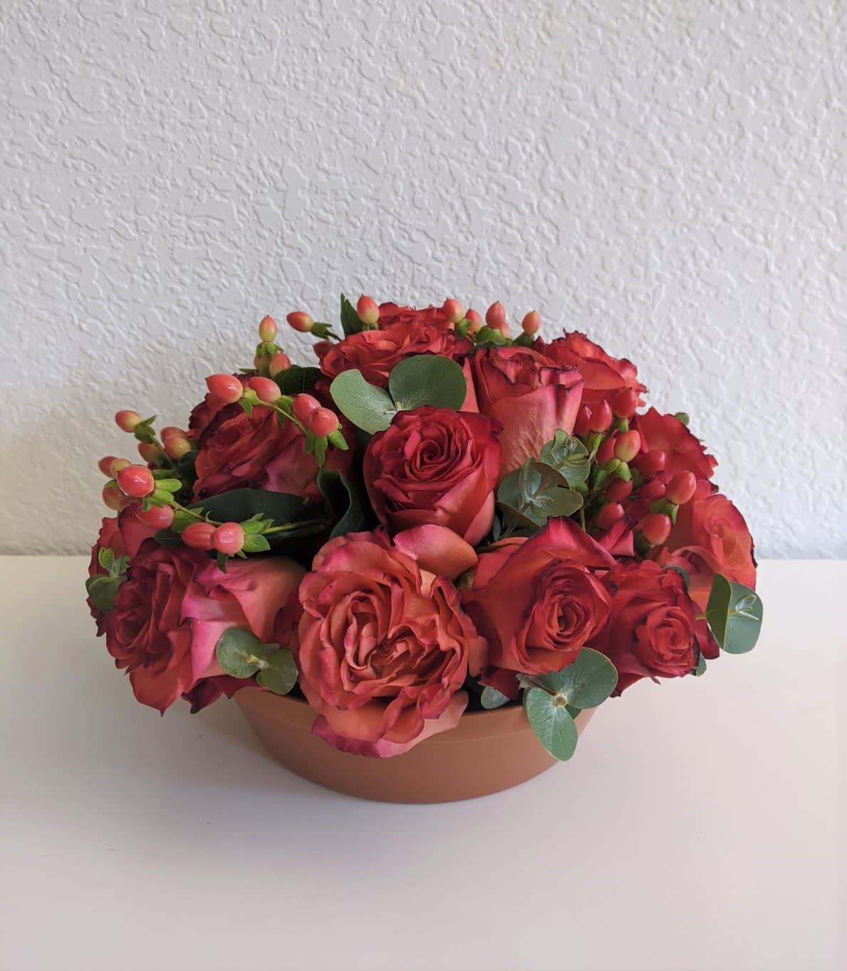 Holiday Festival Cup - A delightful cup of roses, leaves, and holiday spirits! Suititable centerpiece for most winter holidays. 