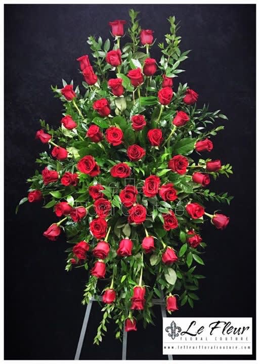 Red Rose Standing Spray in Santa Fe Springs, CA | Le Fleur Floral Couture