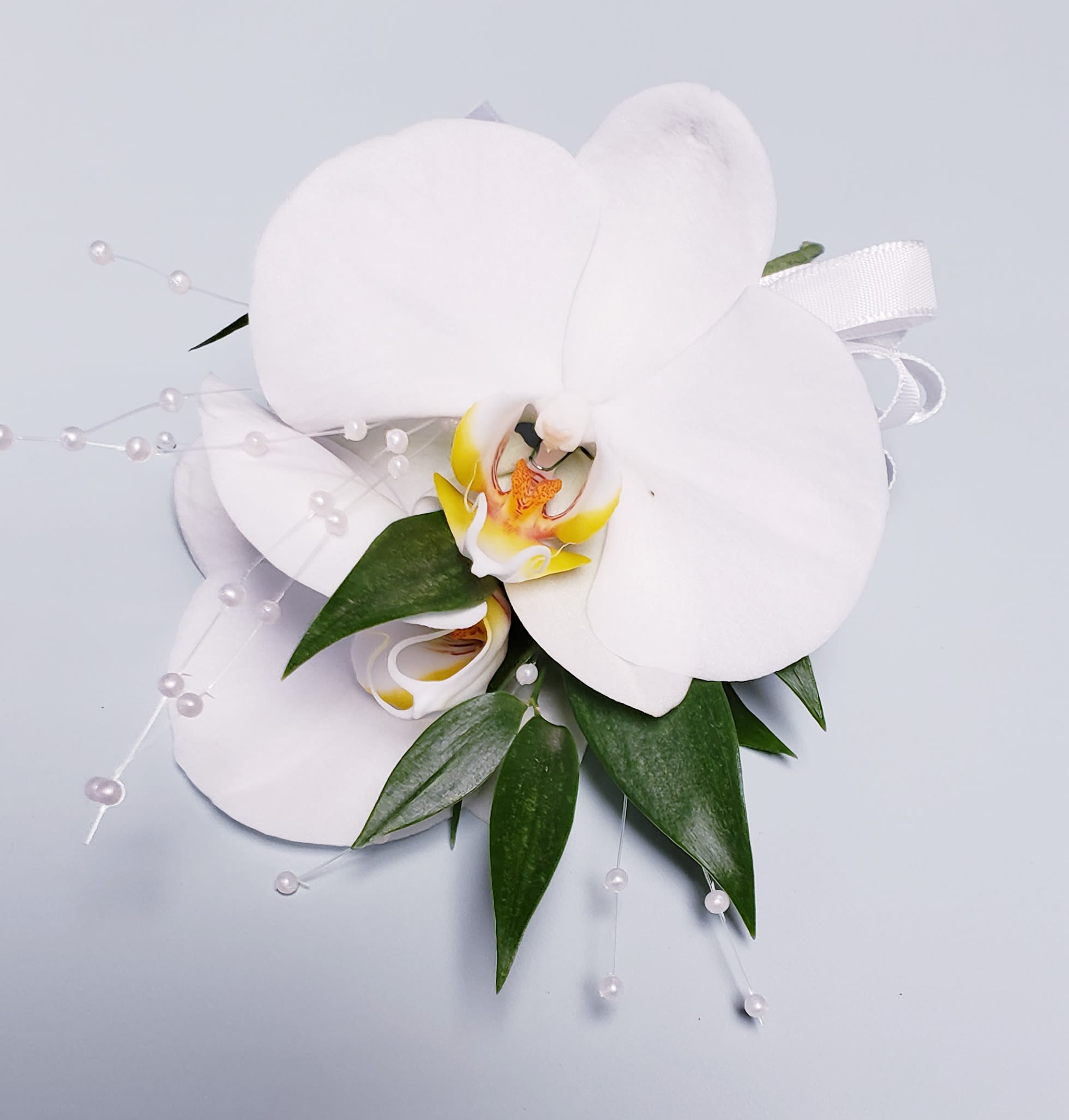 White Orchid Corsage Pick Up Only In La Habra Ca Louis Gardens Florist