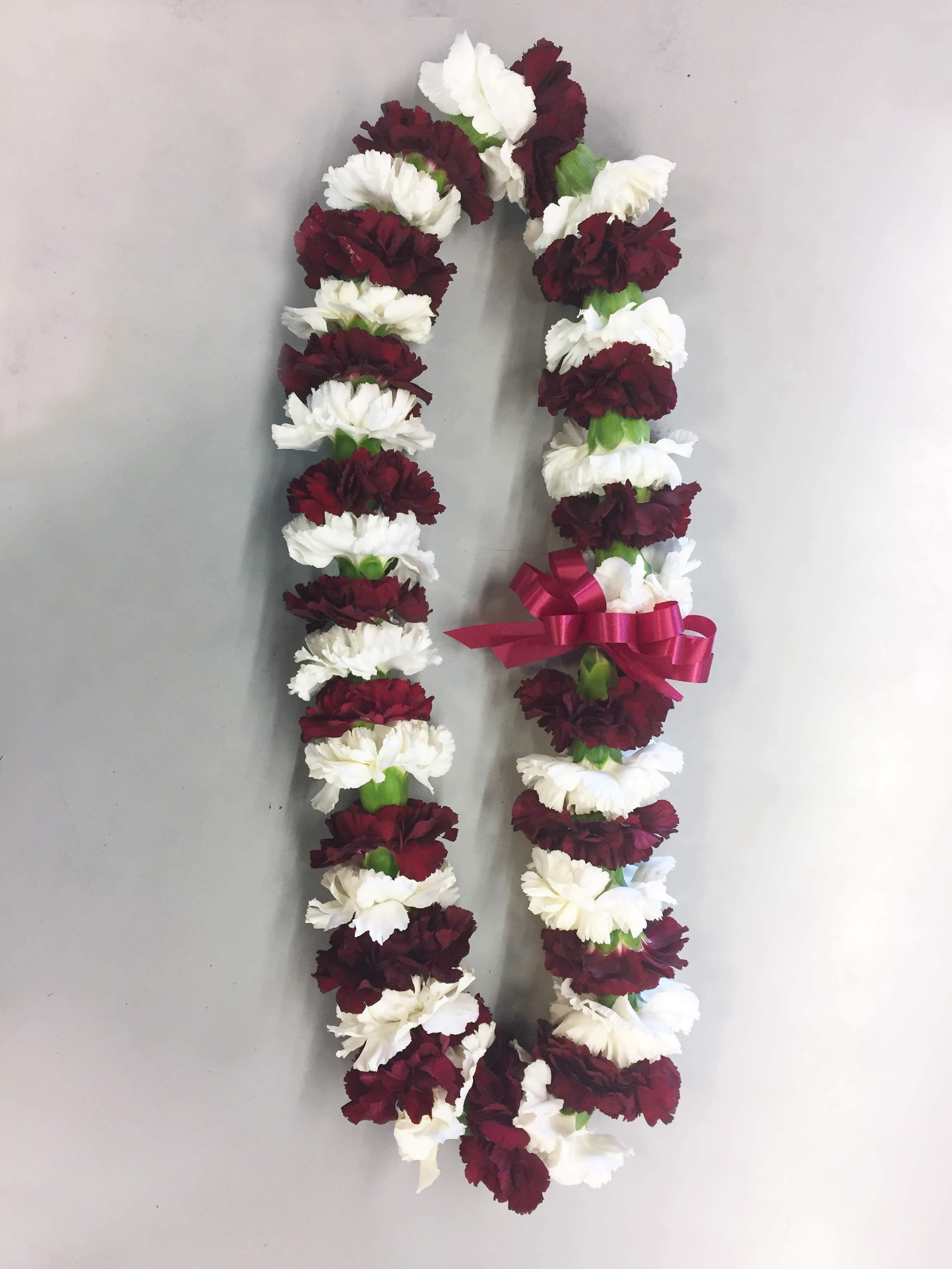 Maroon & White Carnation Lei in San Jose, CA Valley Florist