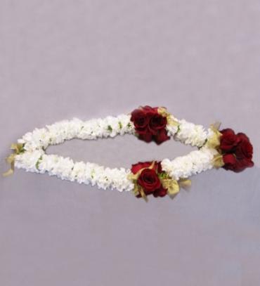 Red and White Carnation Ribbon Lei