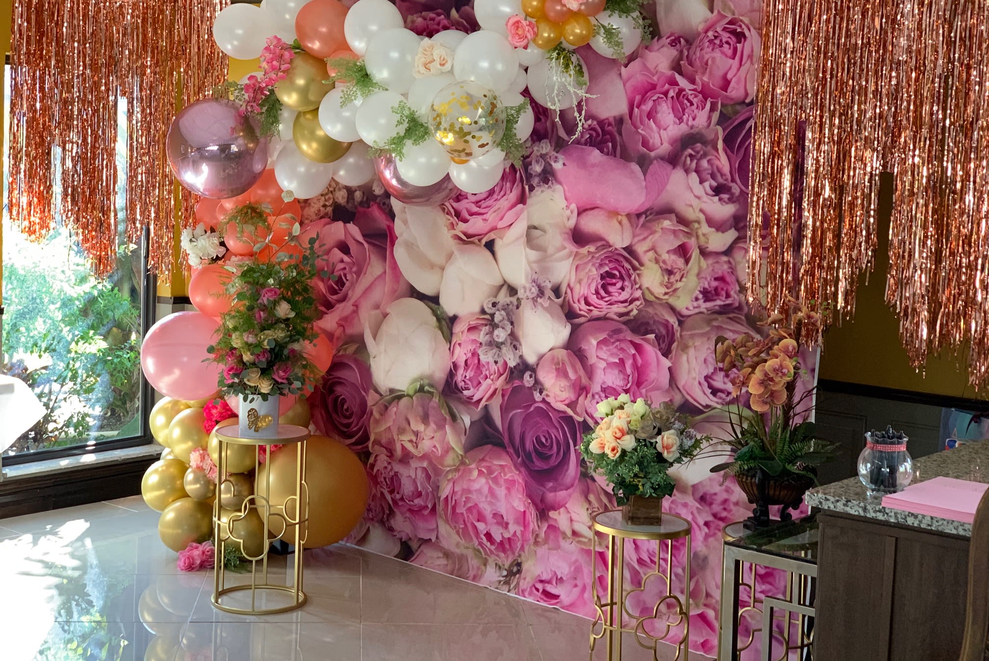 Package Deal Backdrop Balloon Garland Desert Stands 1 Large Floral Arrangement 5 Small Floral Arrangements Decor Streamers In Hollywood Fl Event Designing By Ella Package Deal Backdrop Balloon Garland Desert Stands 1 Large Floral Arrangement 5 Small Floral Arrangements Decor Streamers In Hollywood Fl Event Designing By Ella