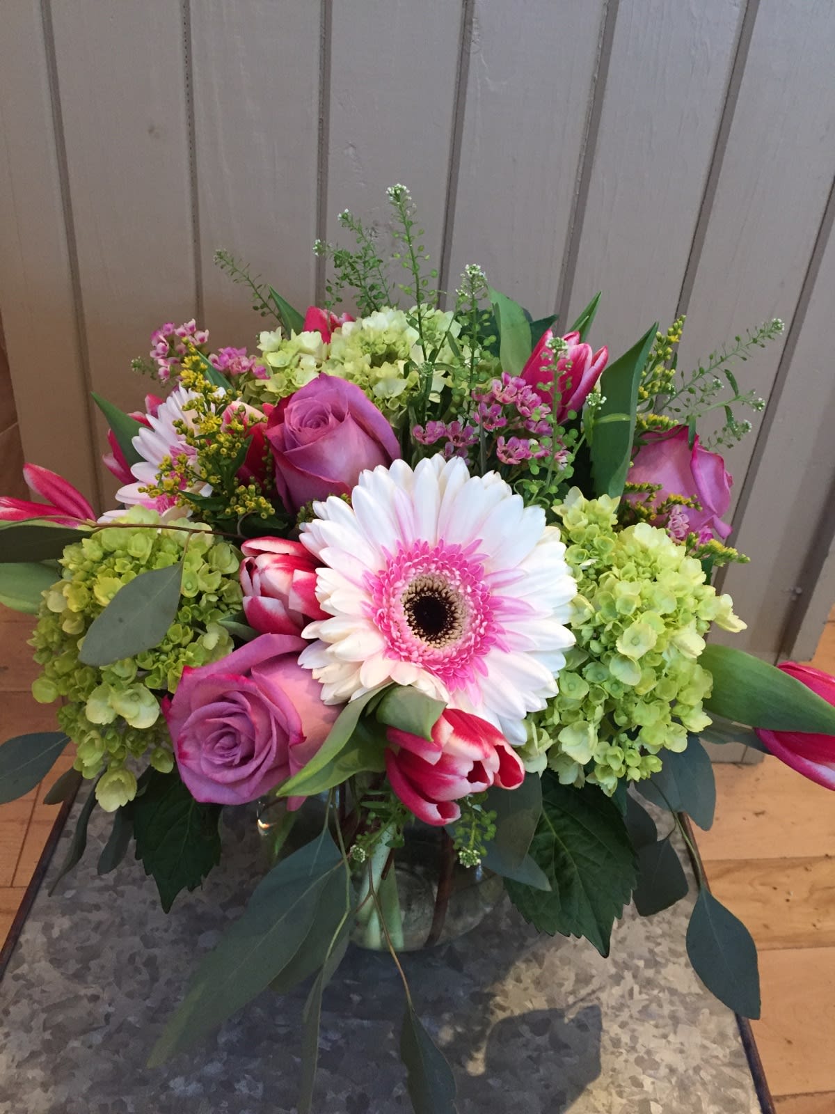 Gerbera Daisy and Rose Bouquet by The Village Blooms