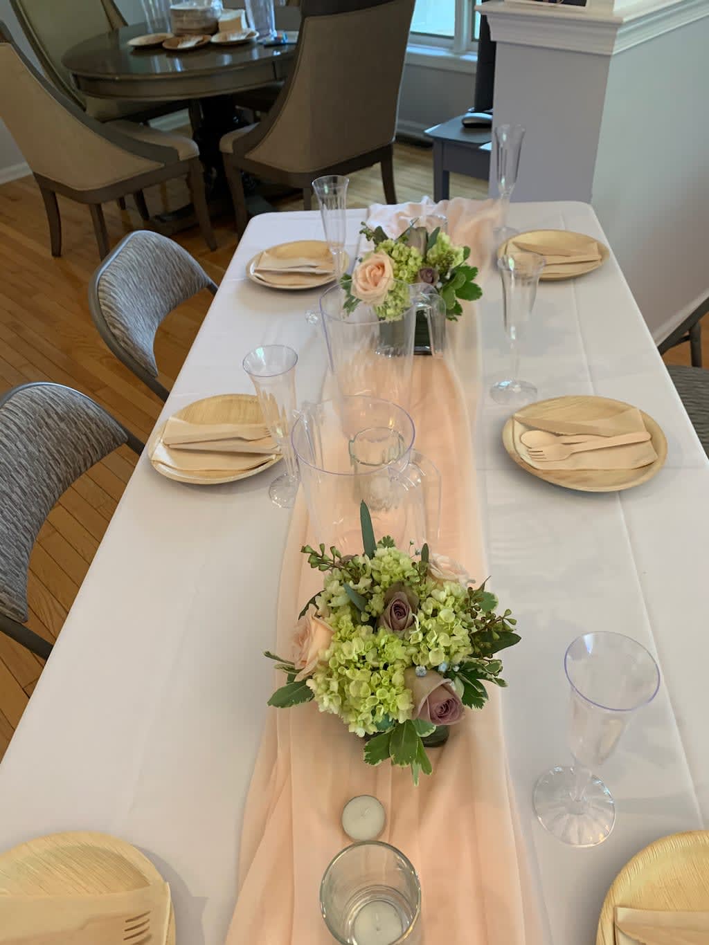 Centerpieces and Table Decor` - Let us assist with planning your event. We can create the theme, you desire with just a conversation.  We can provide flowers, linen, chairs, table flatware, glasses, room decor`.  Call for a detailed consultation.  Pricing varies, actual price below is not price for any event.