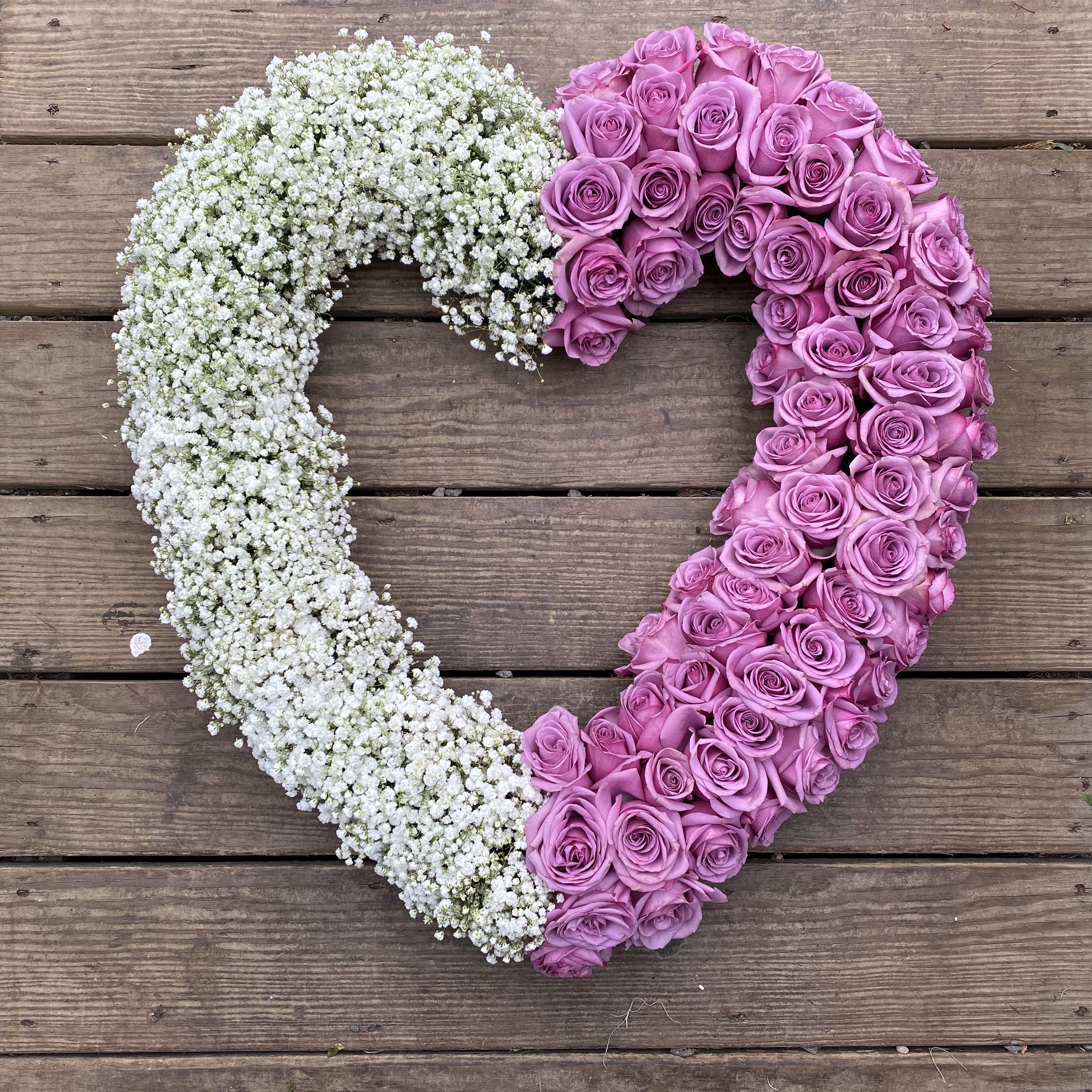 Forever In My Heart Large Open Heart Lavender Roses In Peabody Ma Evans Flowers