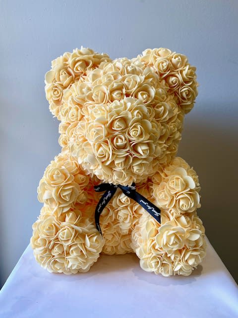 rose bear with real roses