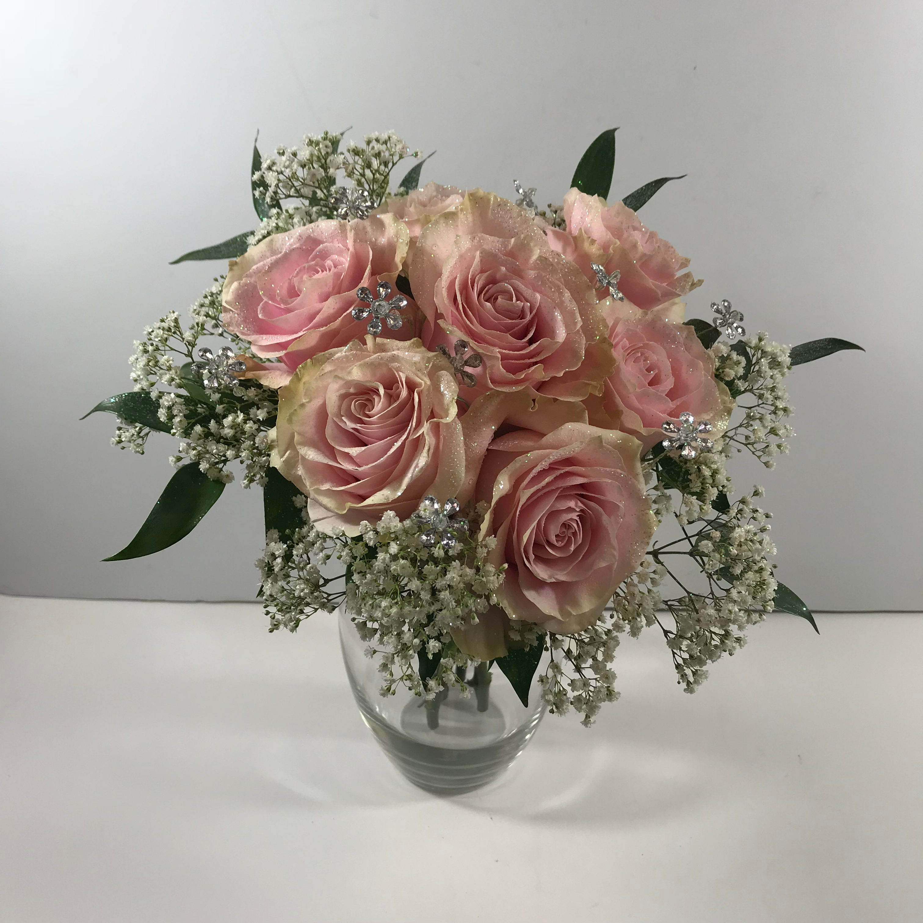 C6 Prom Pink Rose Clutch C6 Prom Pink Rose Clutch - Lovely Pink Rose Clutch with sparkling bling. Each prom order is customized for your date and her beautiful dress.