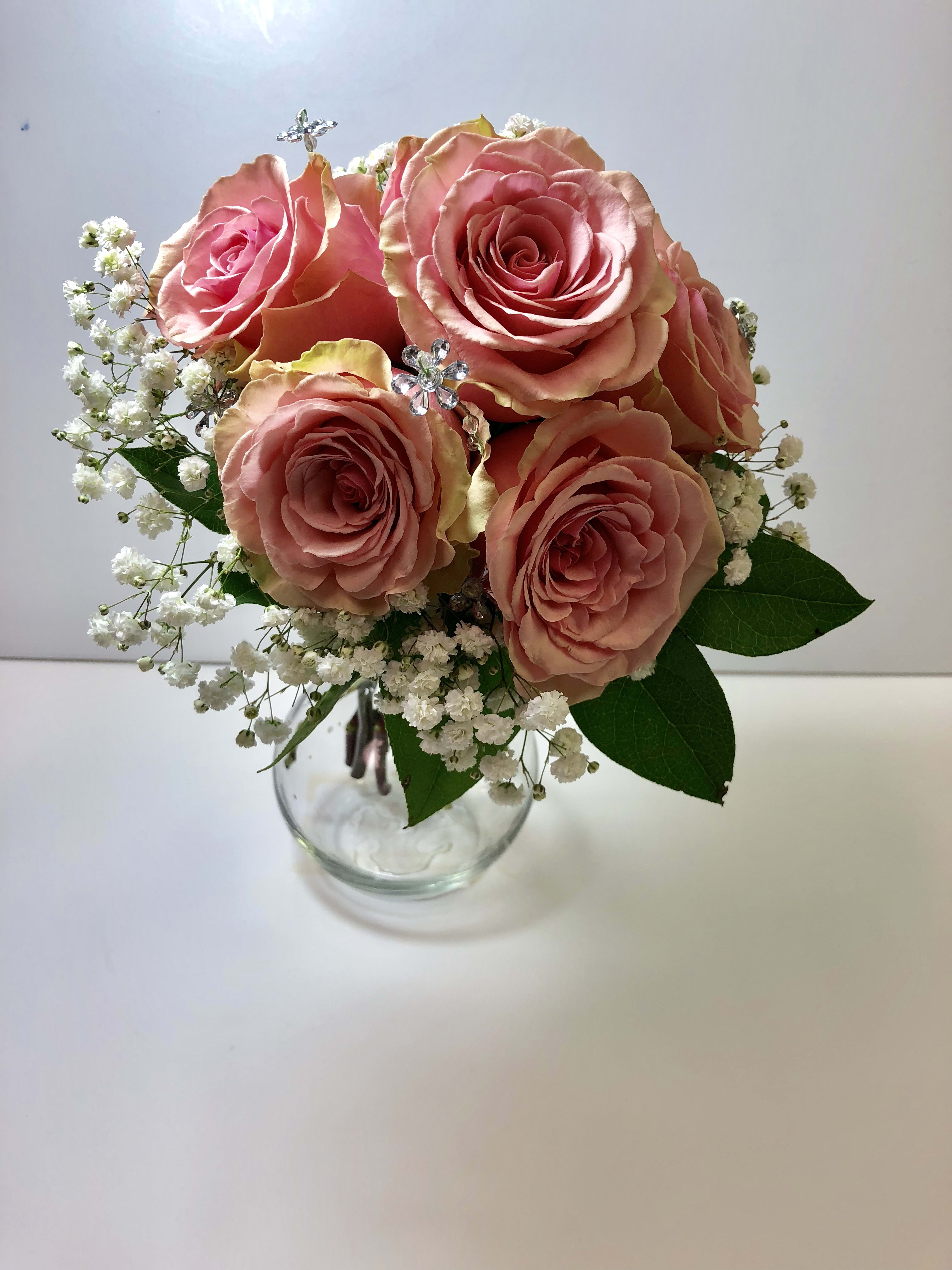 C9 Pink Rose Prom clutch C9 Pink Rose Prom clutch - Pink Roses with sparkling jewels for this prom clutch. Each prom order is customized for your date and her amazing dress.