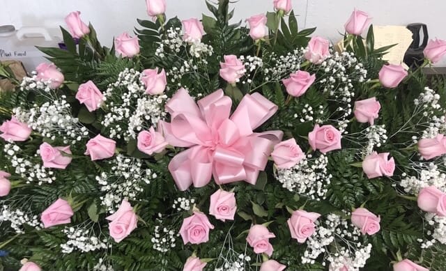 Top Spray Pink Roses - Casket spray with all roses 