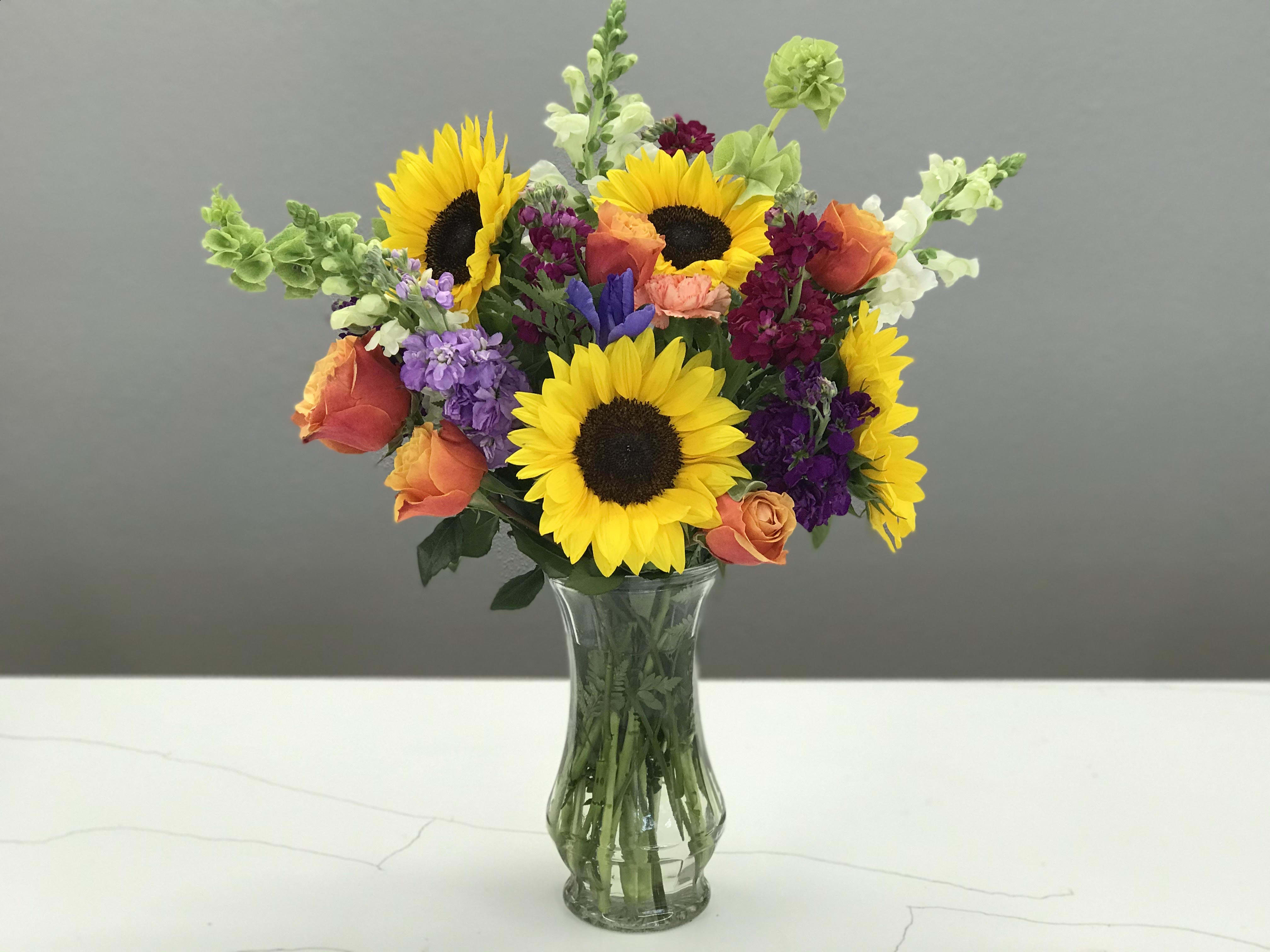 Garden Sunrise - Brighten someone's day with pops of bright oranges, yellows, purples, and greens!