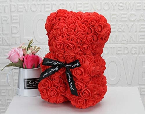 Rose Flower Teddy Bear,Fully Assembled 10 Inches PE Rose Flower Colorful Small