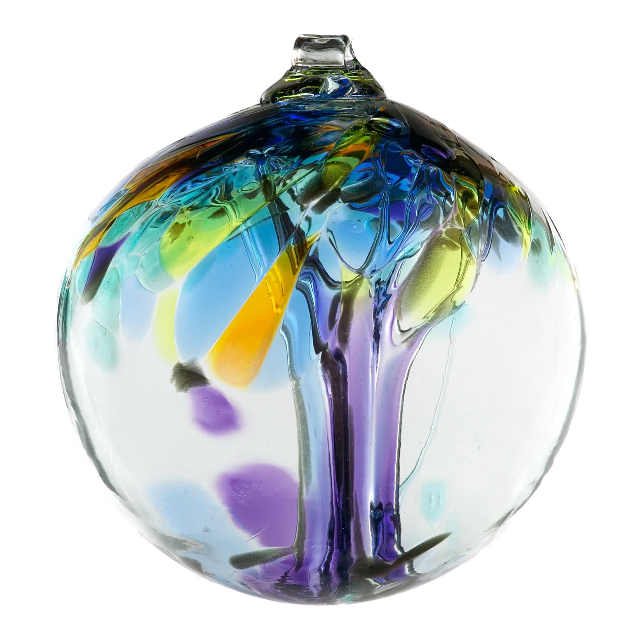 Happy Birthday Kitras 2-Inch Blossom Ball Glass Ornament