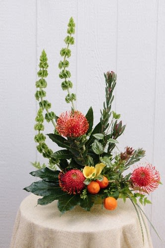 FF floral fantasy FF floral fantasy - Leucadendron, calla, bells of ireland. tropical greens