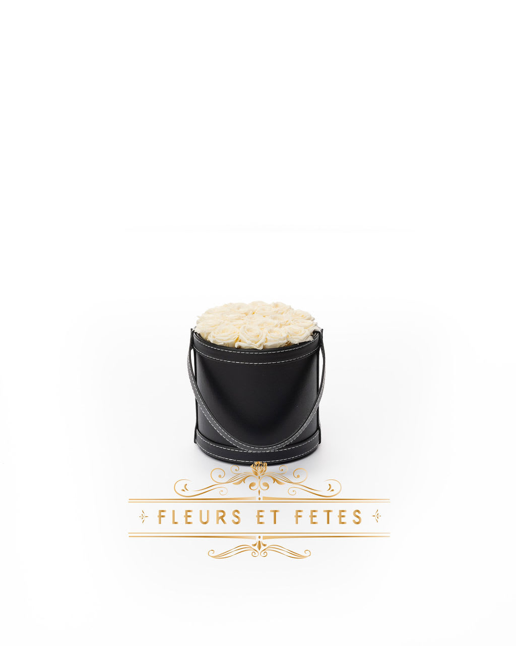 Small vegan leather box with ivory roses in Tustin CA FLEURS ET