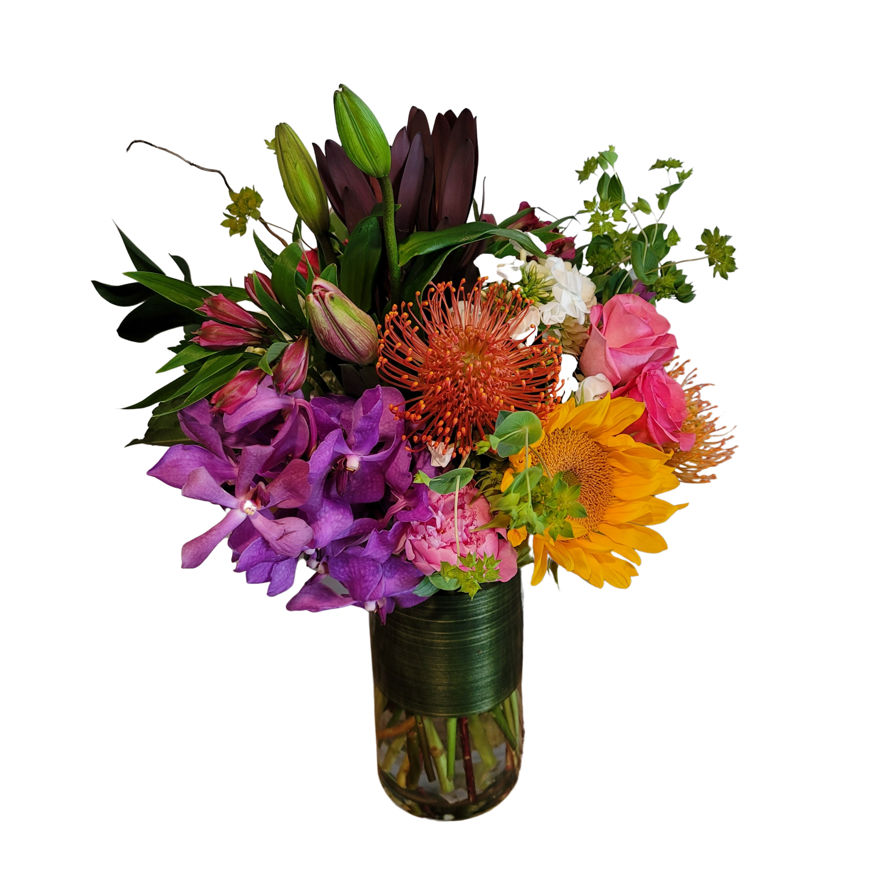 Large Summer Mixed Market arrangement Large Summer Mixed Market arrangement - What nature has to offer, fresh and colorful, local flowers, it is a market arrangement s we may have to use different flowers but it will be always fresh , tall and Colorful