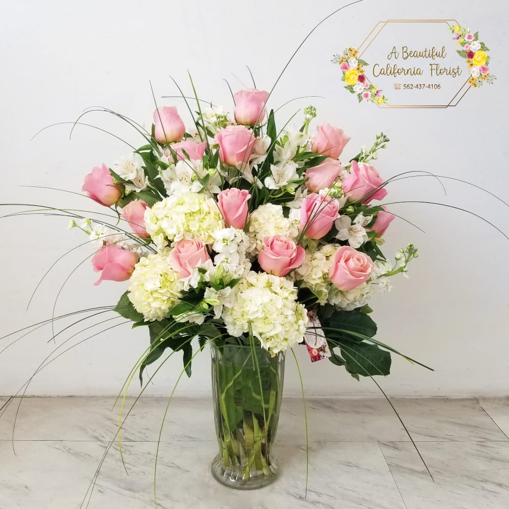 Pink and White  Elegance Vase - Pink and White  Elegance Vase