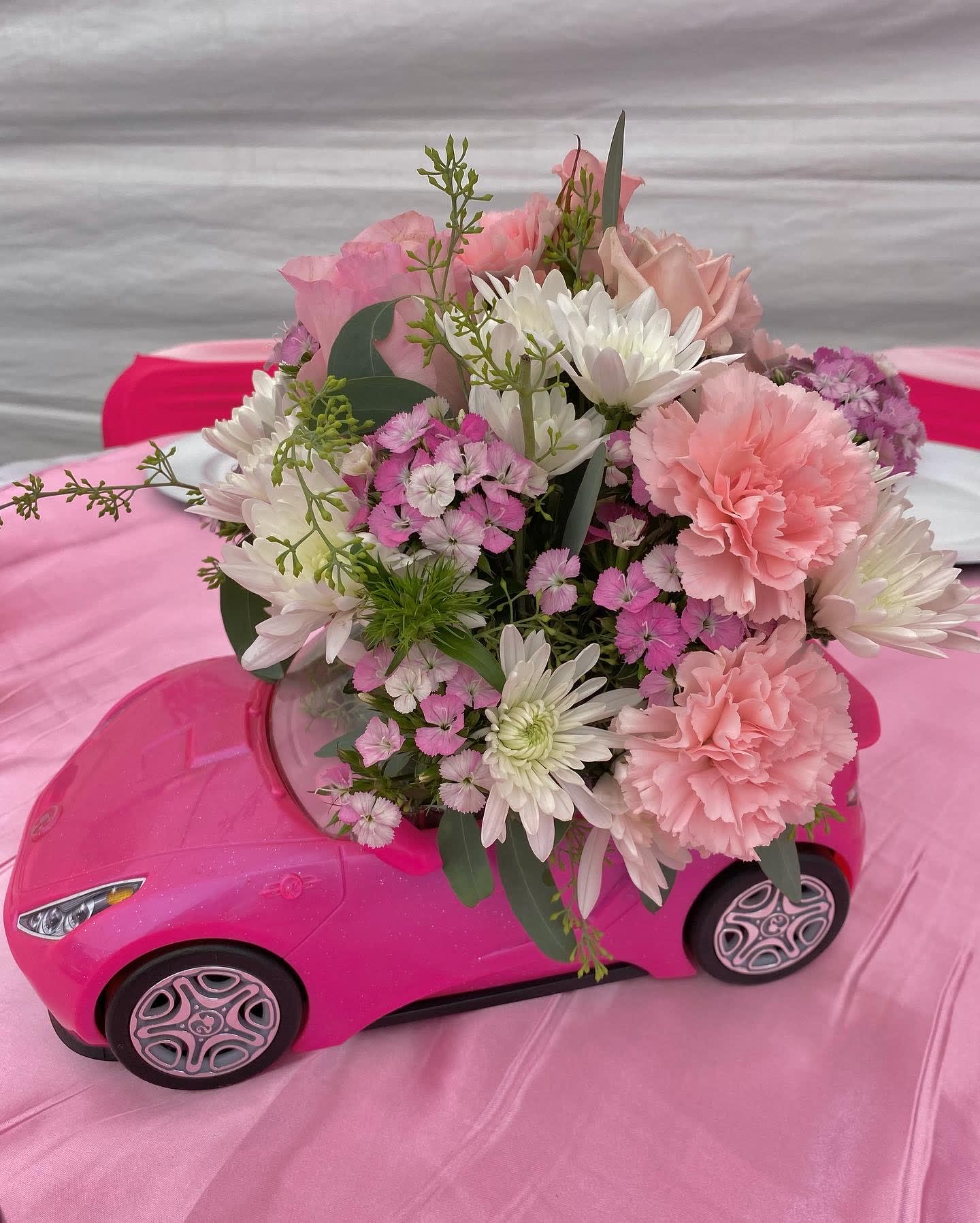 Barbie Car Floral  - This floral is made inside a Barbie Car 