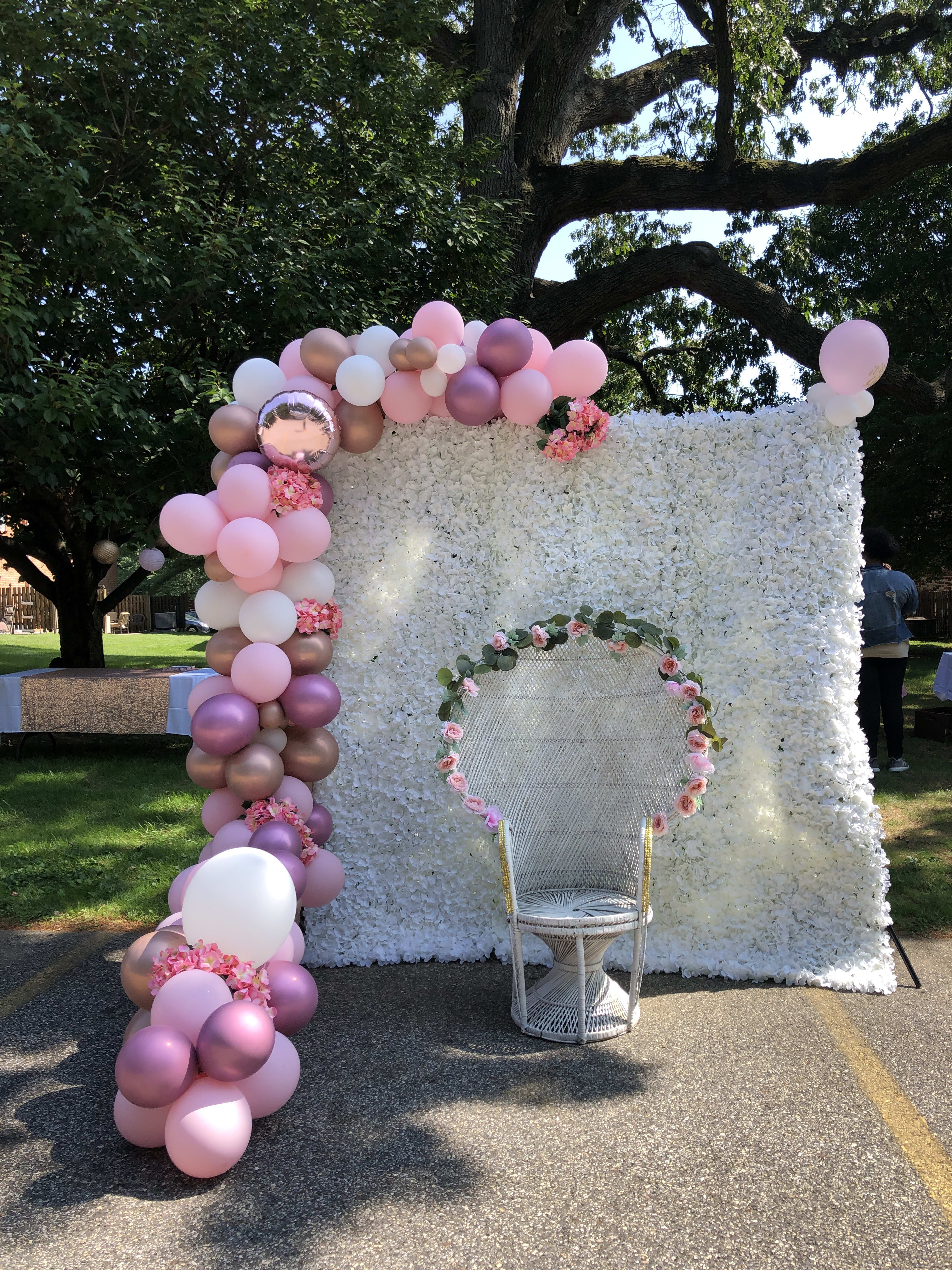 Flower Wall Backdrop with Balloon Garland in Upper Darby, PA