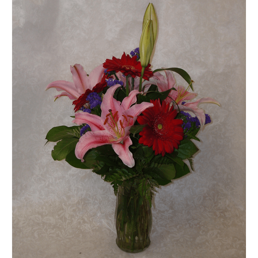  Stargazers &amp; Gerbers in Independence - Stargazers and Gerbers arranged beautifully with greens and small accent flowers