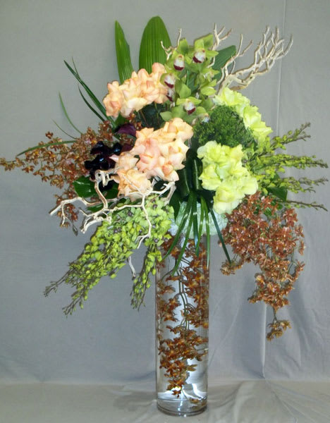 Tropical Day - Also appropriate for the fall season or any other season, this arrangement is large and impressive, and will surely make a statement.  *Standard size is approximately 30&quot;H x 24&quot;W