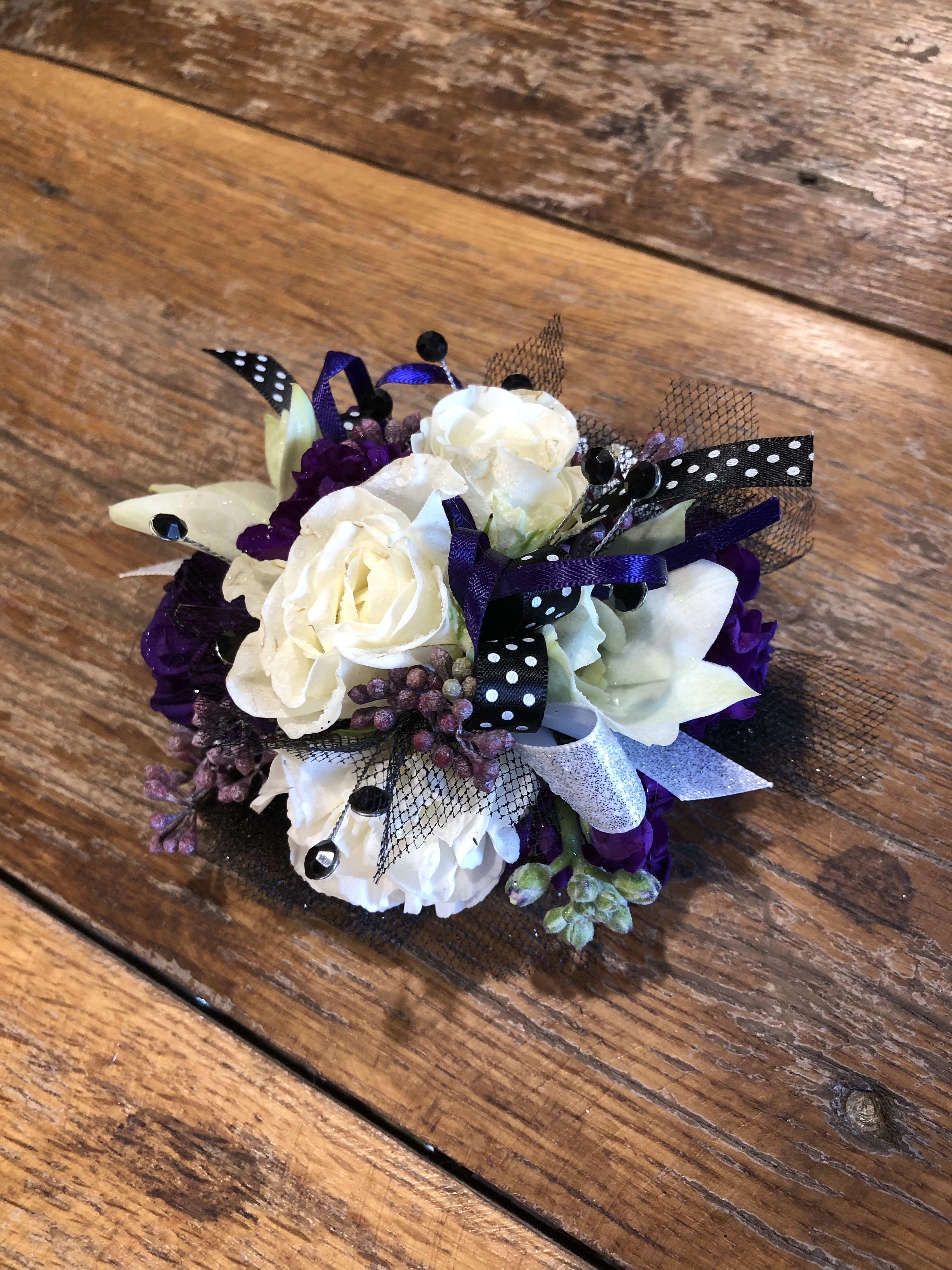 Lavender wrist shop corsage