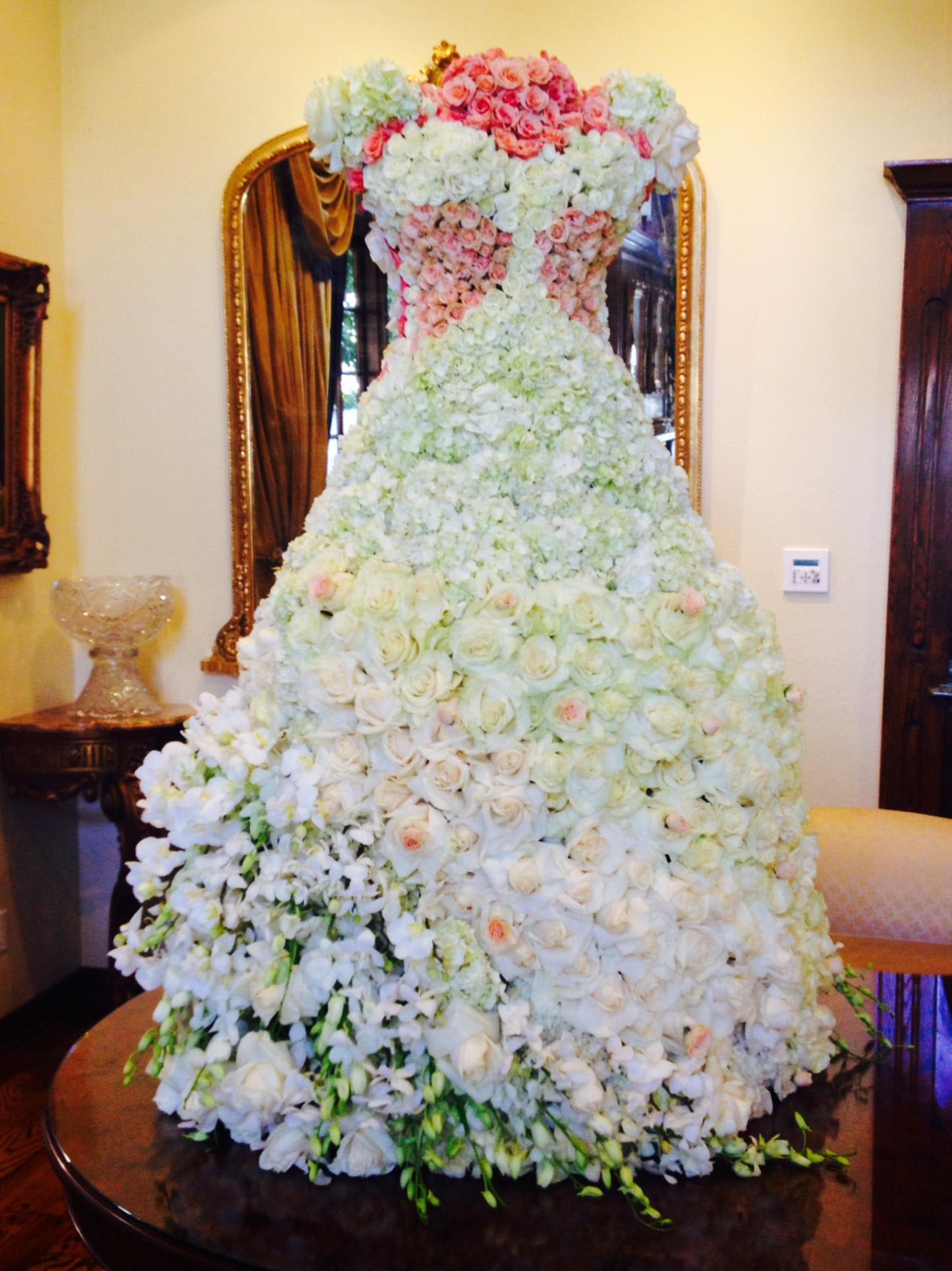 Wedding dress made of flowers on sale