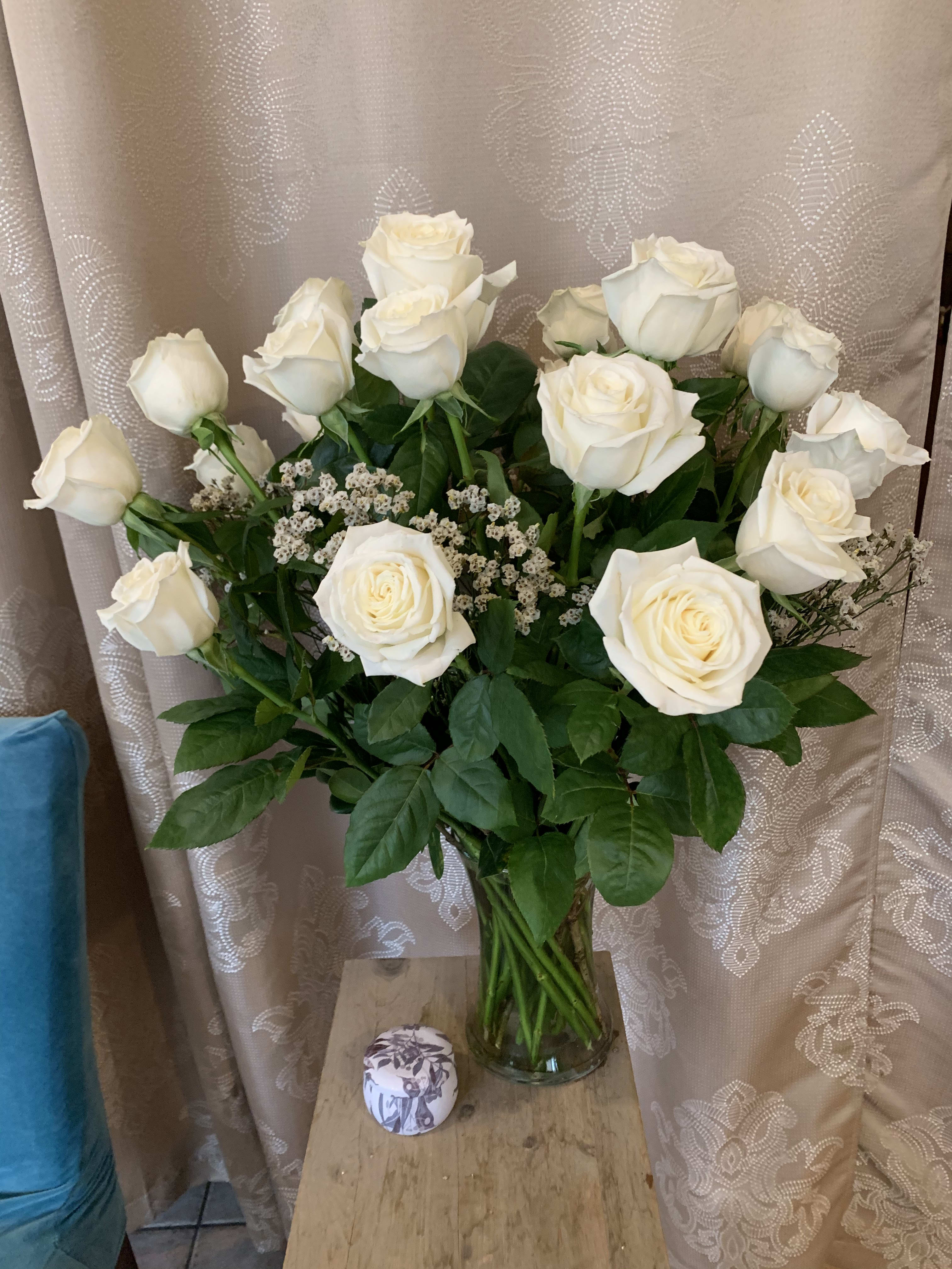Two dozen long stem white roses in Mount Laurel, NJ Flowers by Elizabeth