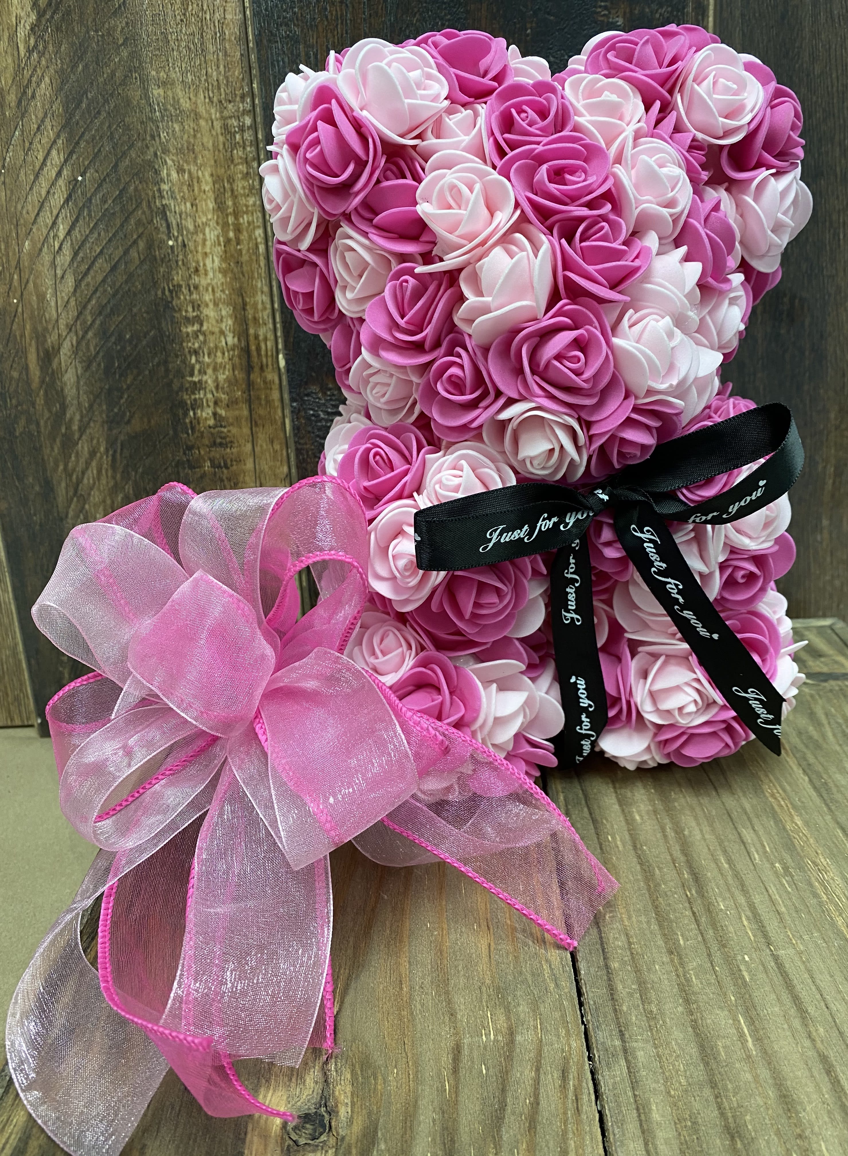 rose bear pink and white