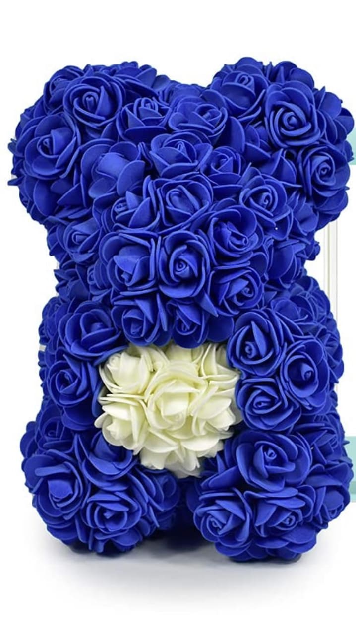 teddy bear roses blue