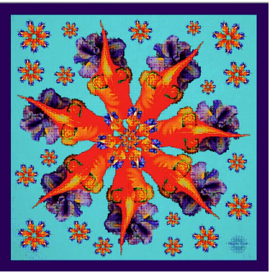 Caribe Griego Kerchief - beautiful art from Miami Artist Mauricio Ferrer, printed on vegan silk 40x40 inches