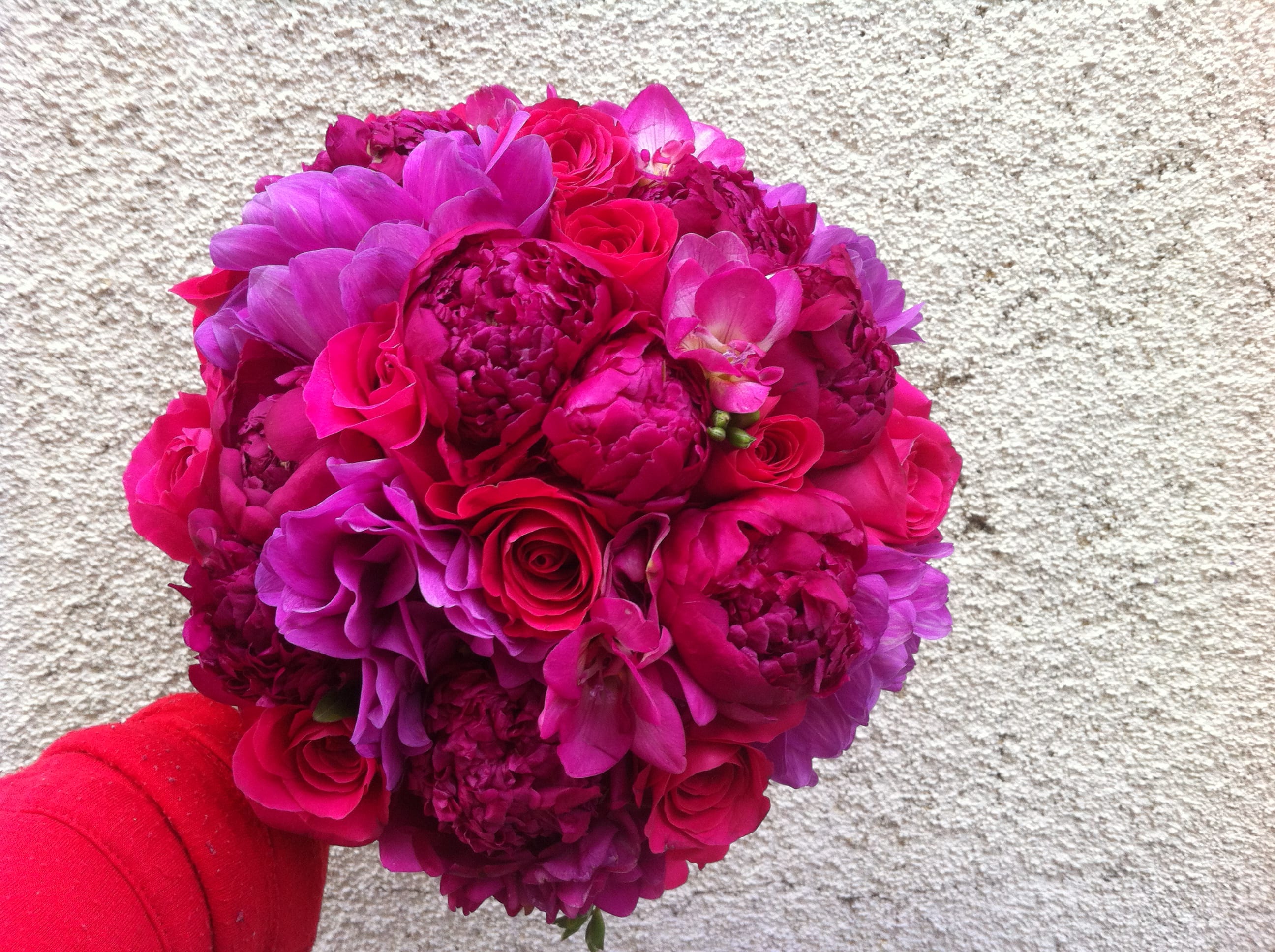 Bridal 1 - bridal bouquet of peony, freesia, rose and accents