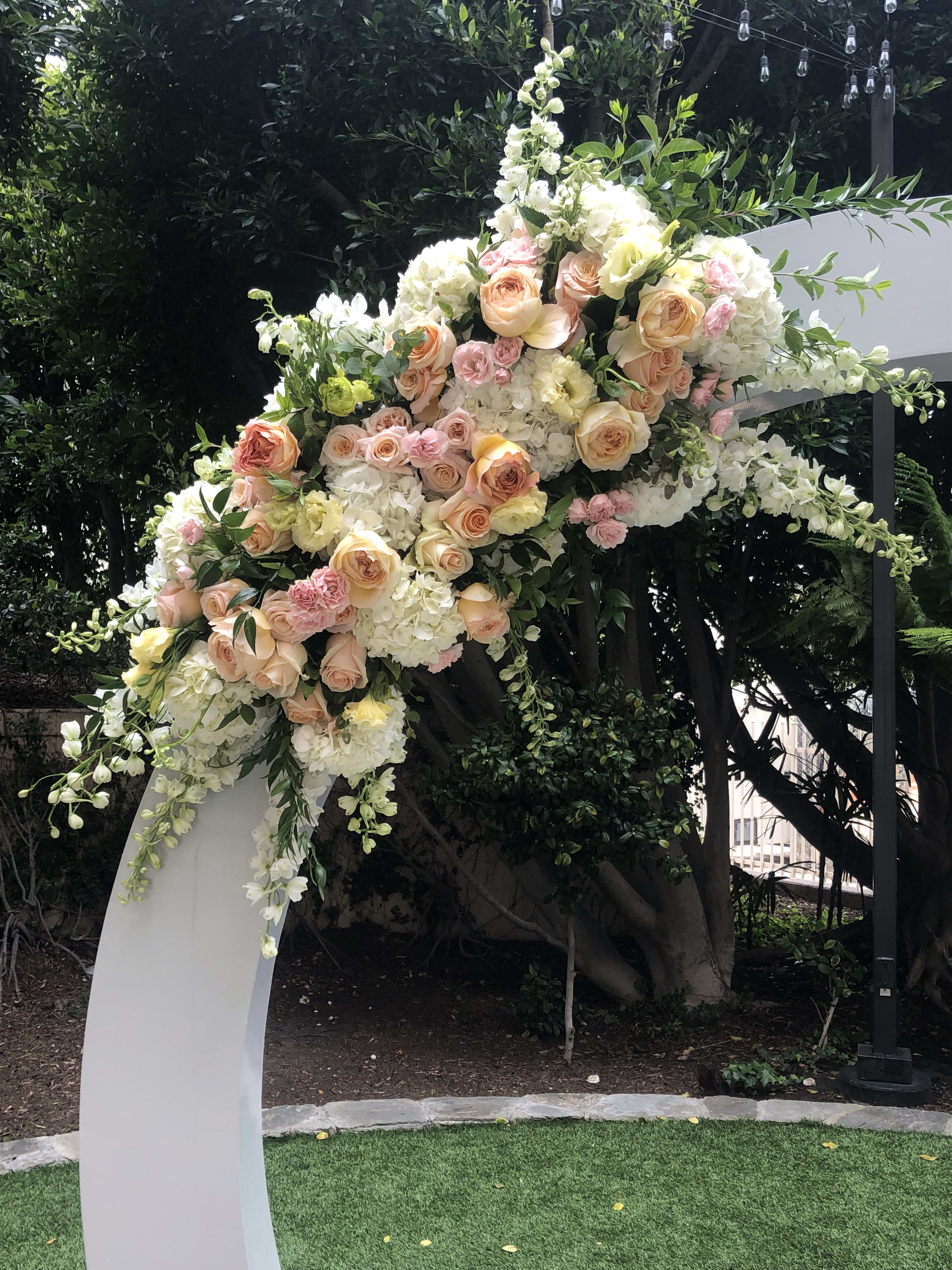 Wedding Ring Arch -  part of Circle Wedding Arch Roses Hydrangea , Greenery
