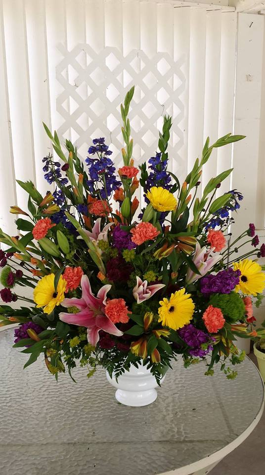 Vibrant Remembrance Vibrant Remembrance - Large Bright Colorful Urn Glads, Roses Lilies, Gerbera Daisies, Etc.