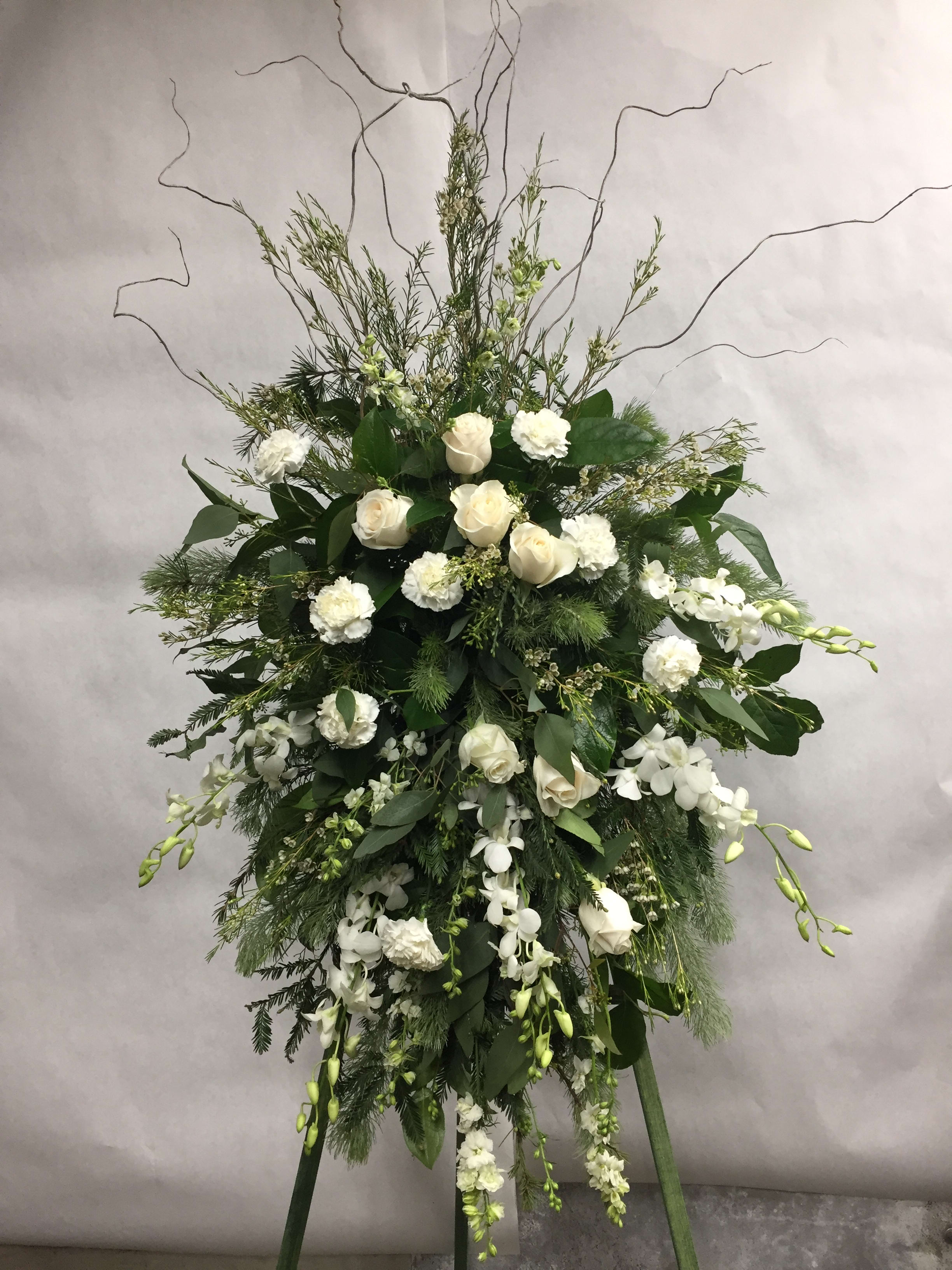 White Funeral Spray Arrangement