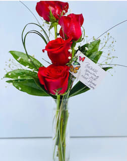 Sometimes You just Need Flowers - Sweet and simple arrangement in classic or contemporary bud vases. It' s  the perfect little table top arrangement that’s ready to shine! We can alter this to a modern farmhouse design adding berry stems or keep it classic with roses and greenery. This arrangement include a  variety of lovely flowers in each to enjoy a long-lasting, elegant floral display. 