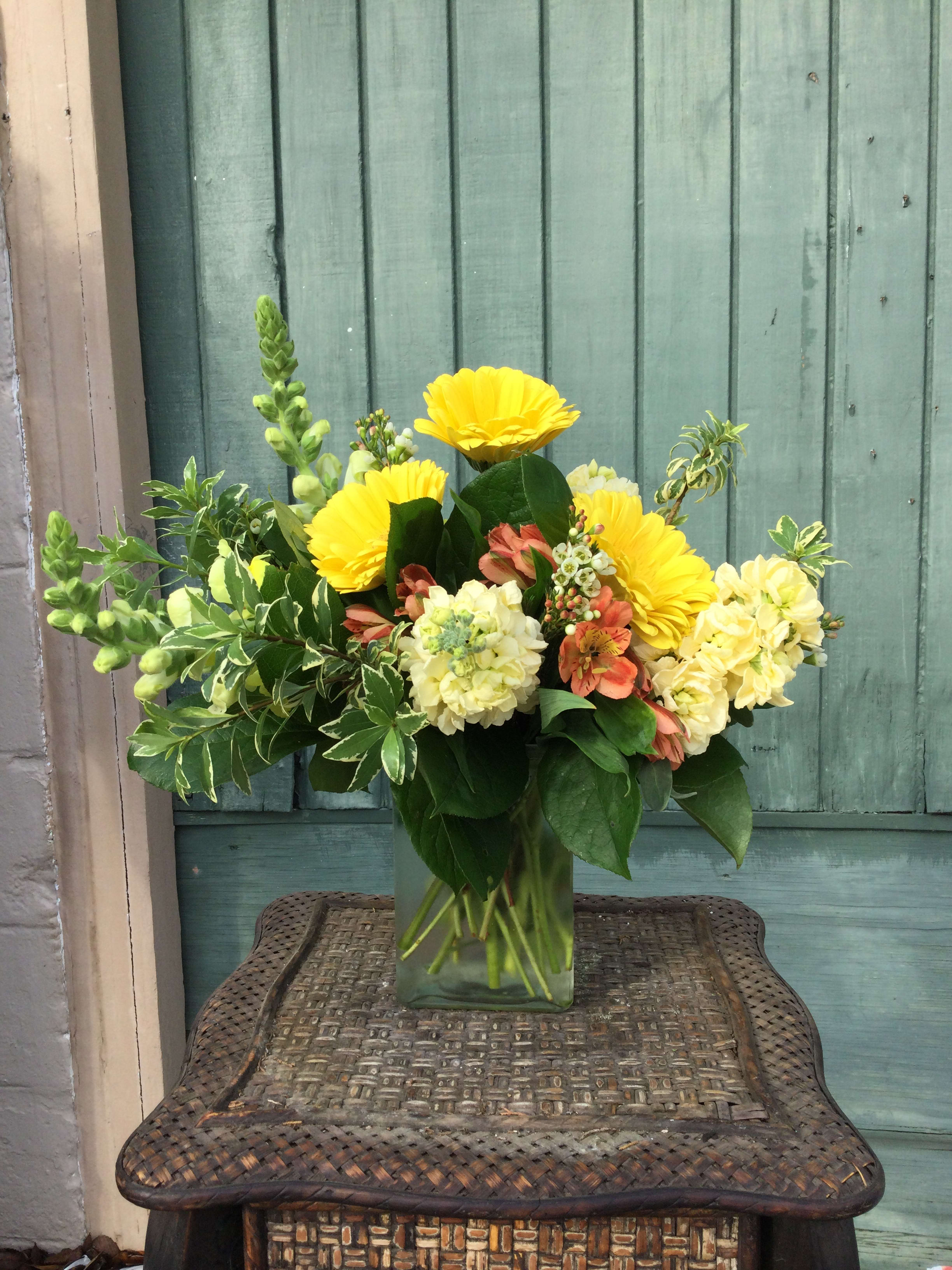 Affection Affection - Snapdragons, gerbera daisies, stock & alstromeria make this arrangement a happy one!!! *****colors may vary*****