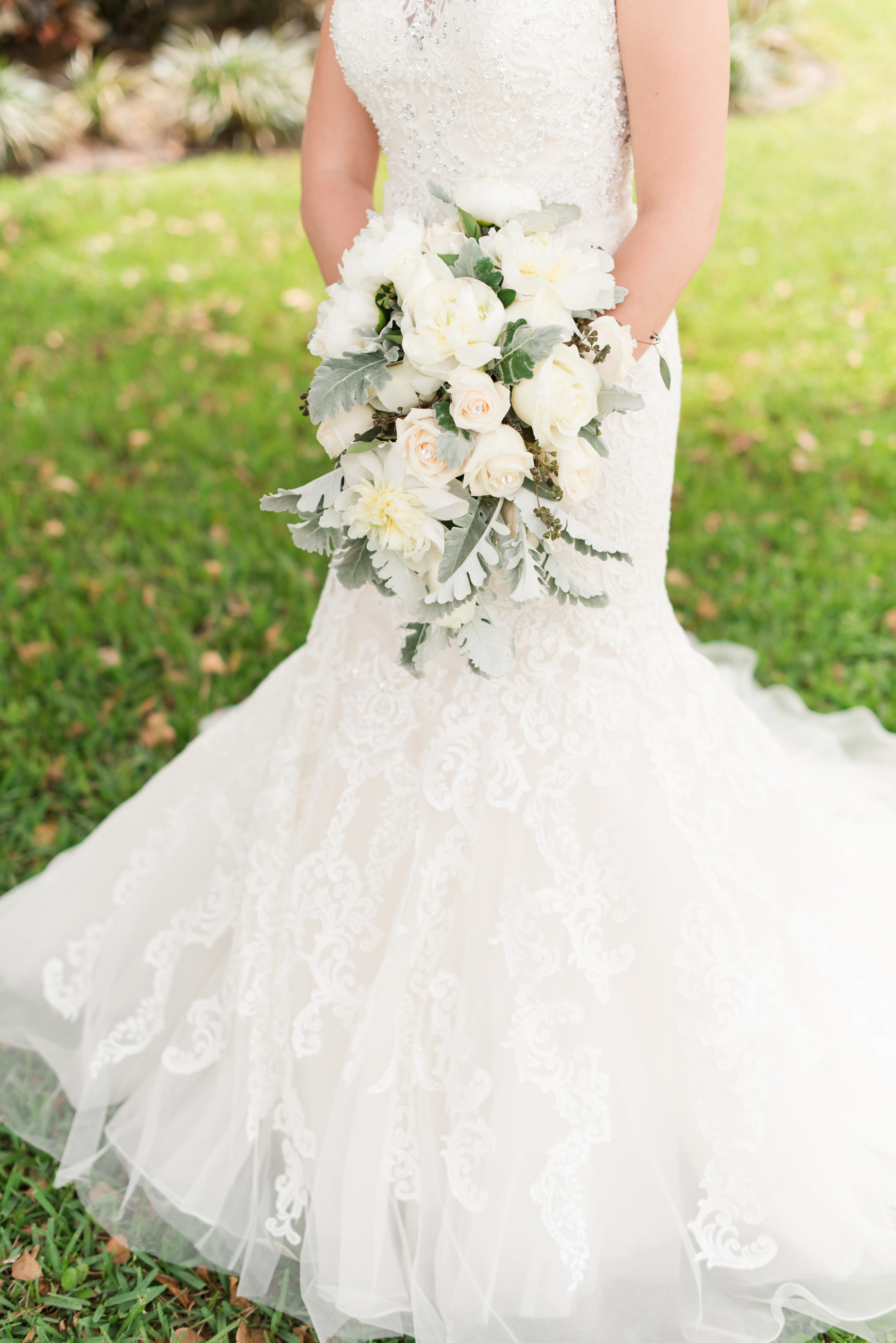 Aspen Collection Bridal Bouquet (Please allow 3 business days to deisgn) - Designed after the snow covered peaks of the rookies this bouquet of white flowers and dusty miller greens is perfect for any wedding.  NOTE Please allow 3 business days for pick up. A Moment maker will call you to confirm pick up date and time in 24 hours!