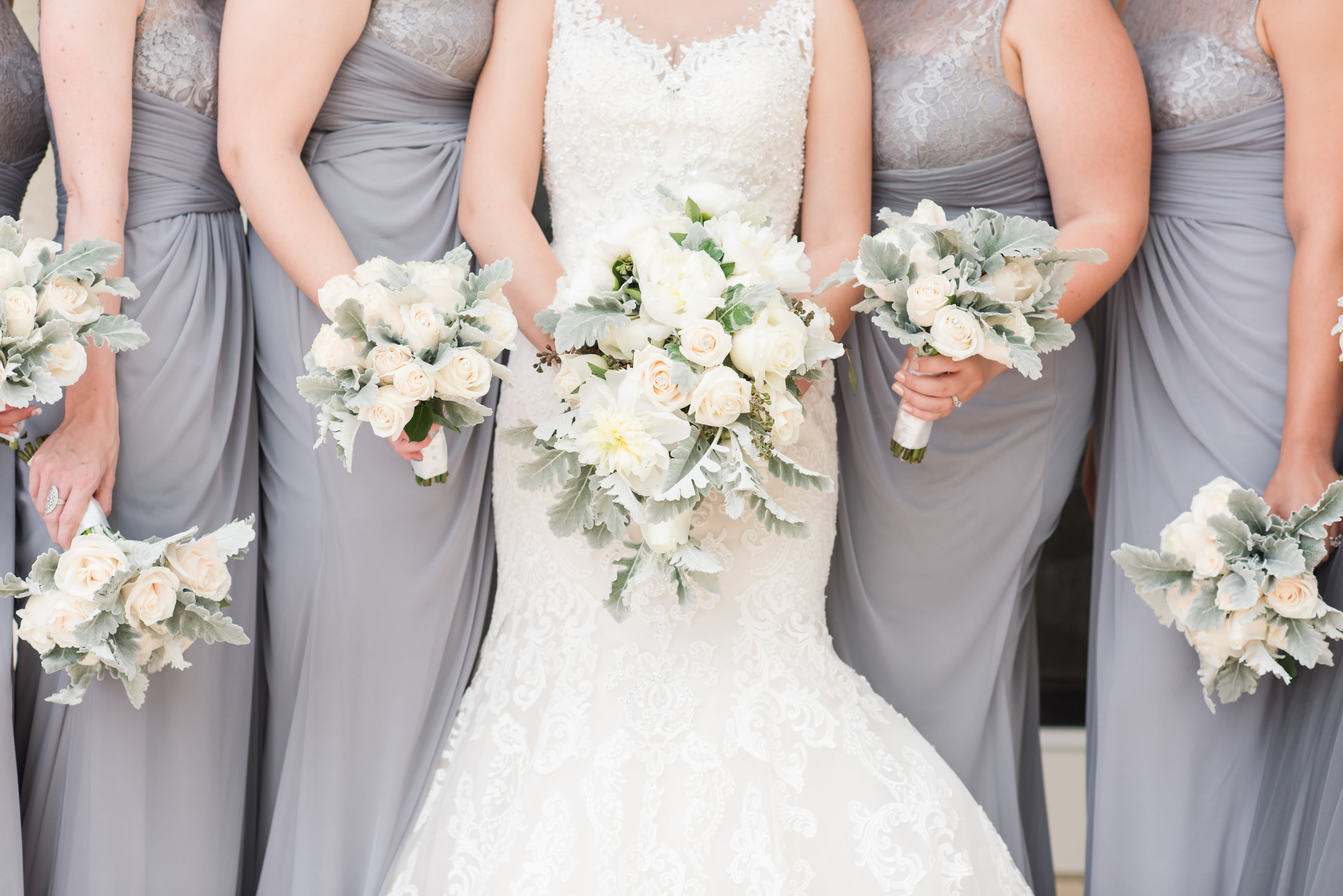 Aspen Wedding Collection Package (Please allow 3 business days for pick up) - Designed after the snow covered peaks of the rookies this bouquet of white flowers and dusty miller greens is perfect for any wedding.  NOTE Please allow 3 business days for pick up. A Moment maker will call you to confirm pick up date and time in 24 hours!