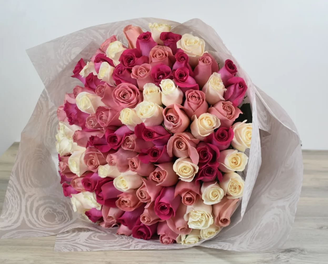 75 Pink and White Rose Bouquet -  This 75 Pink and White Rose Bouquet is perfect for any occasion Perfect for  birthday flowers anniversary flower  just because flowers  congratulations flowers  Get well flowers  Christmas flowers Valentines Day flowers Mother's Day flowers  