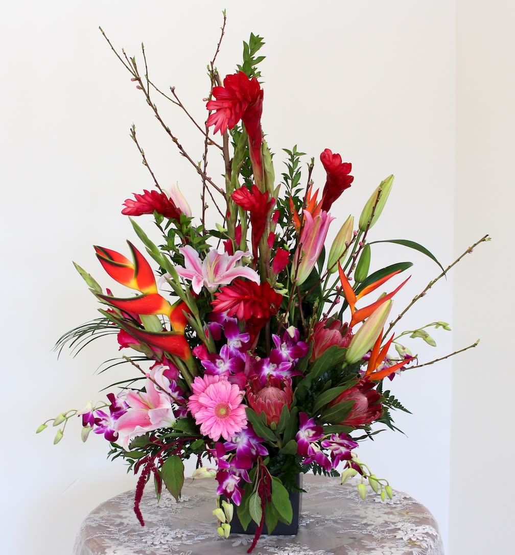 Tropical Bouquet  - Bird of Paradise w/ Ginger, Orchids, Star Gazer Lilies and more... 