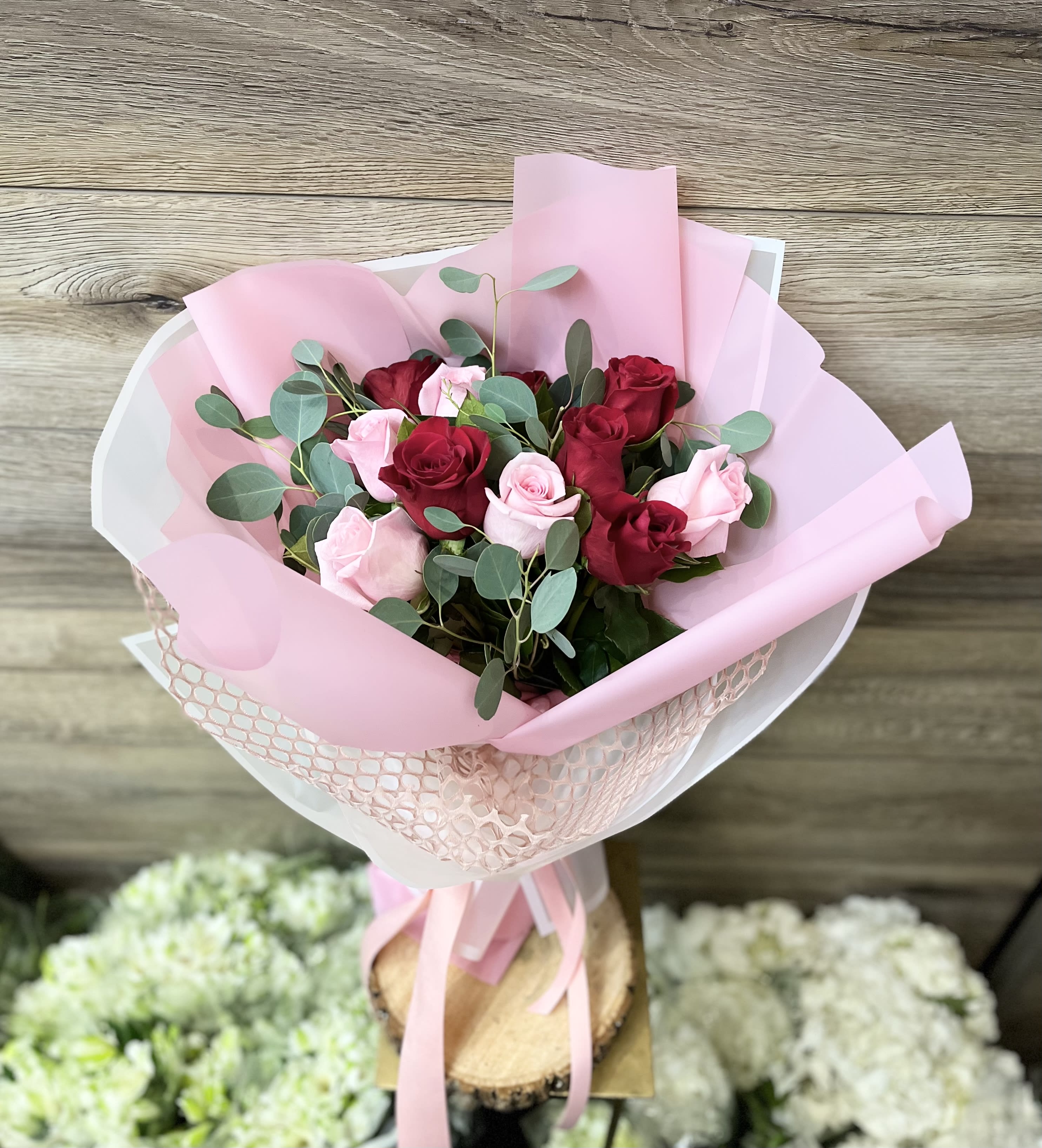 Sweet love  - Pink and red flower bouquet with beautiful special wrapping 