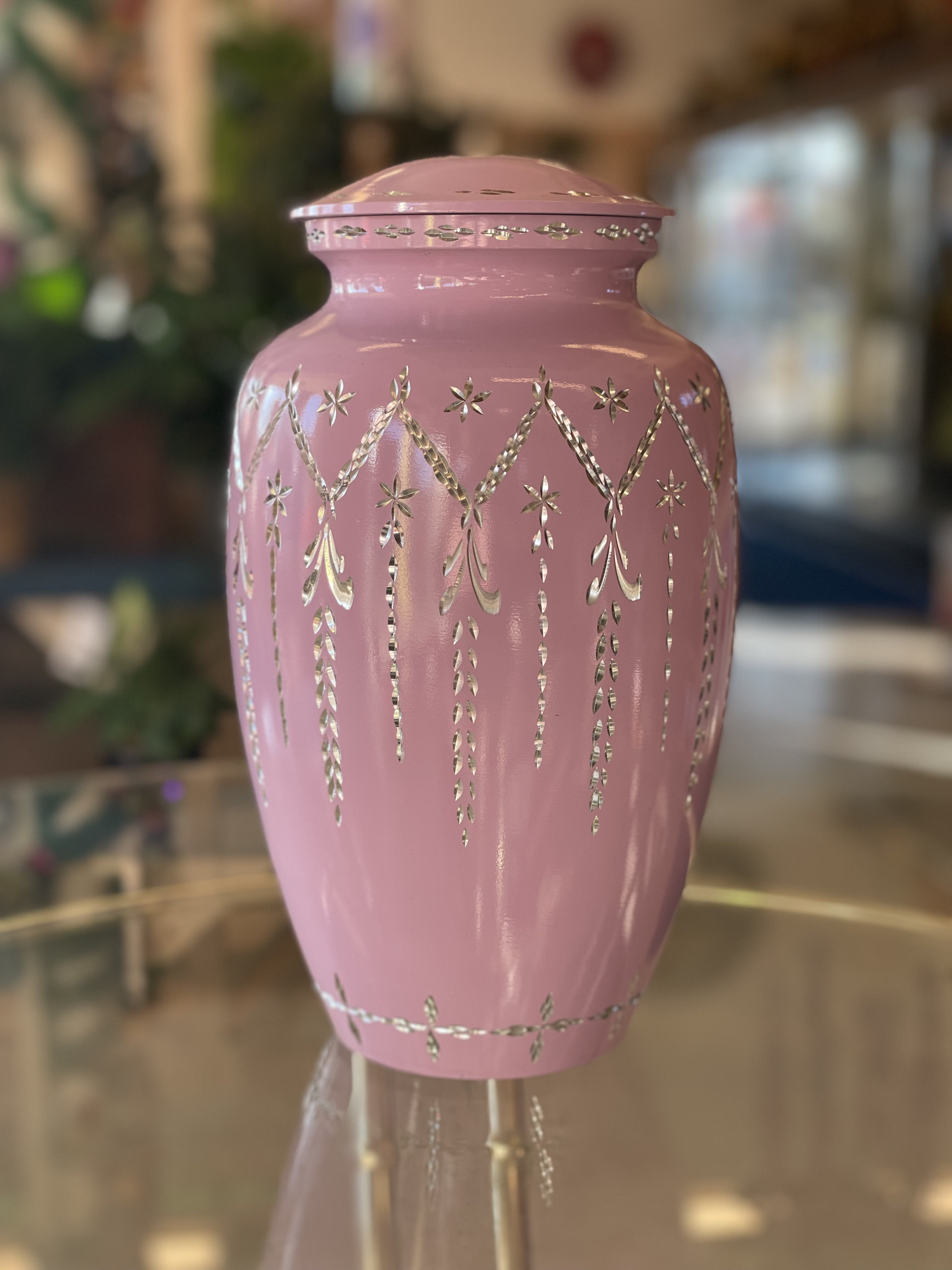 Pink Garland Cremation Urn