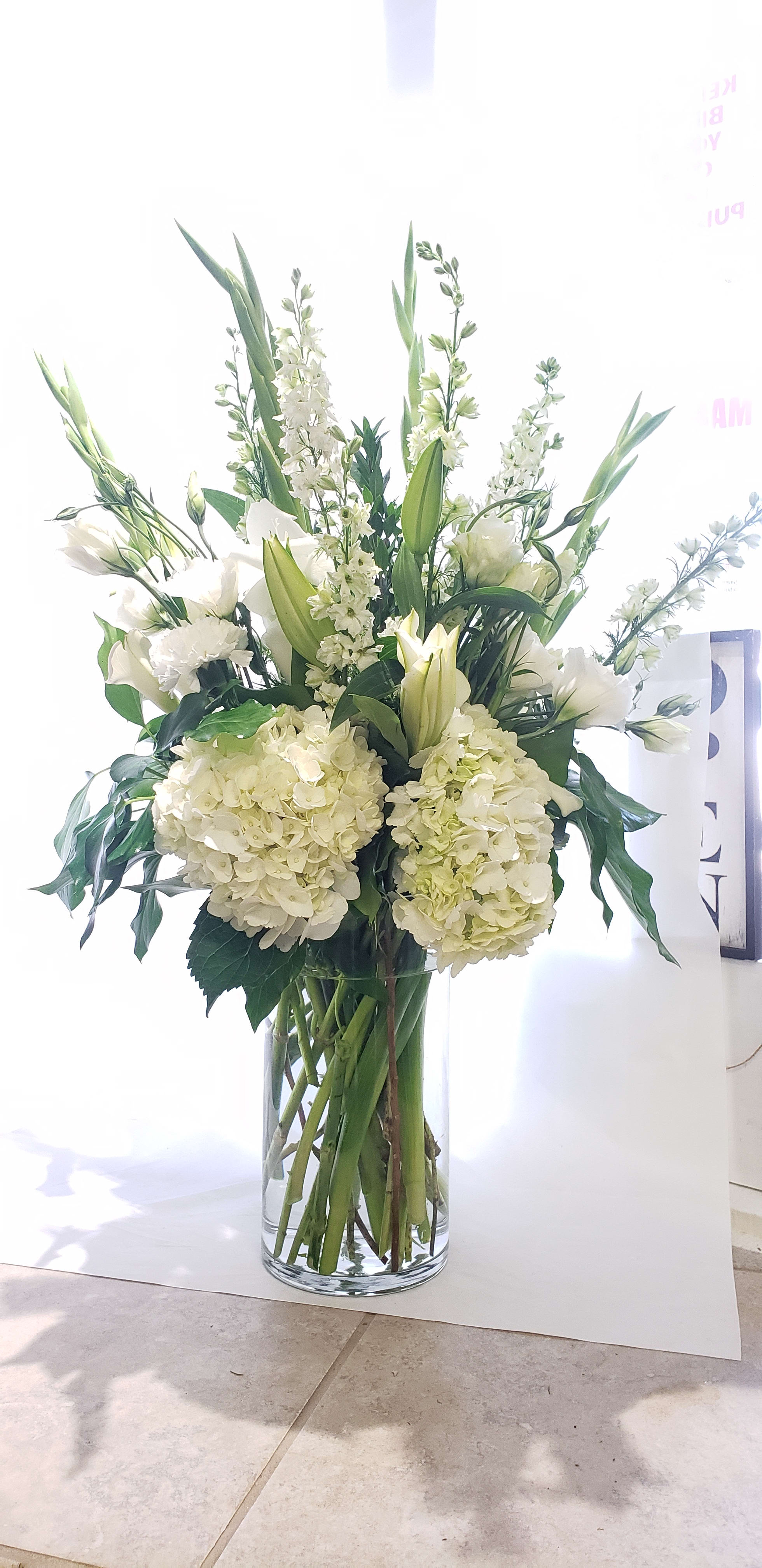 Arianna Arrangement All white flowers
