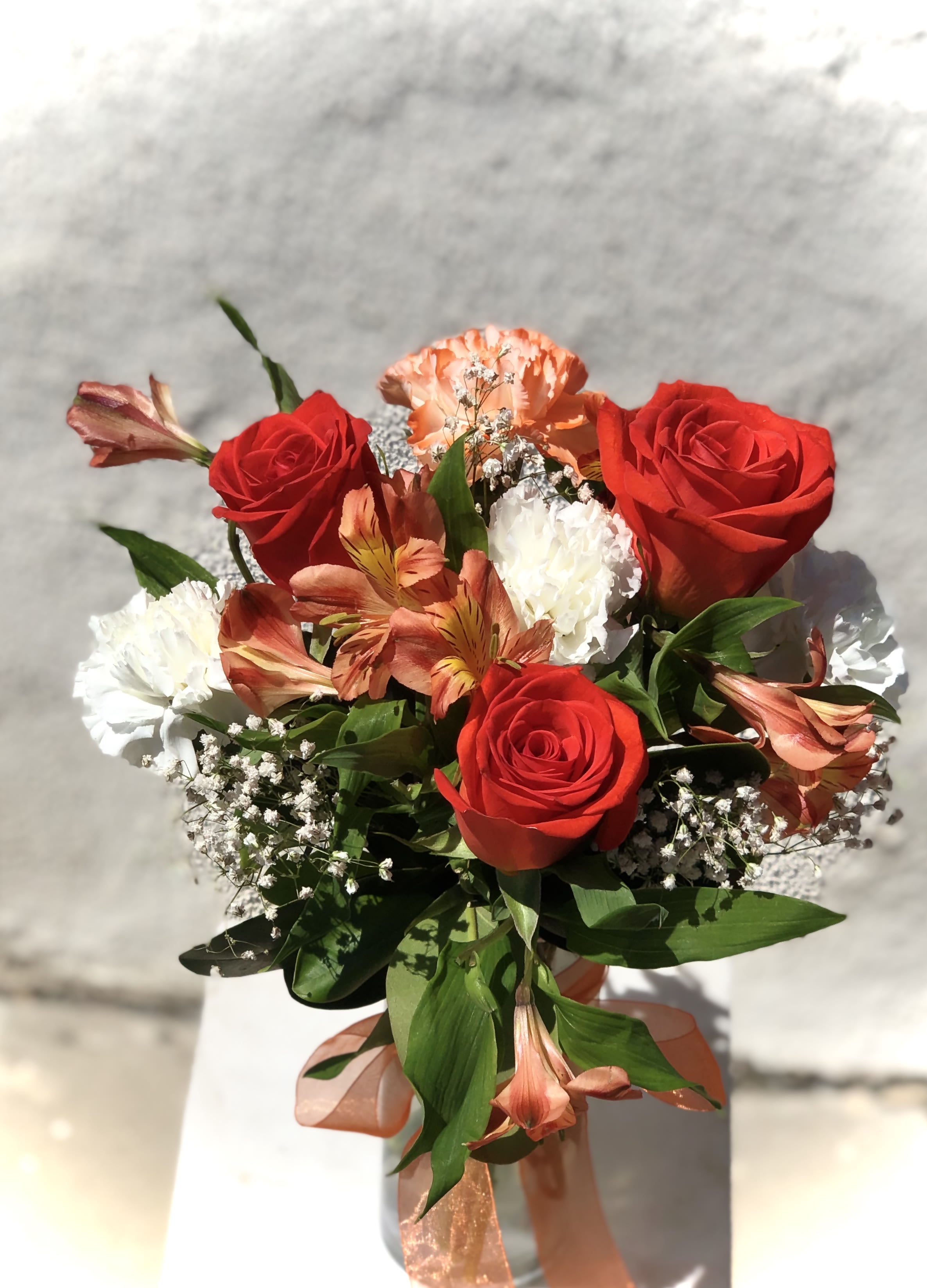 Orange Roses Burst Kiss Bouquet in Placentia, CA Orchids Little