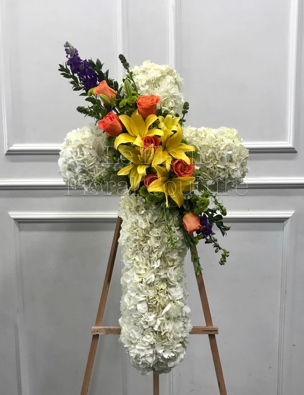 Love Blessing Satin Cross (In shape of fan) - Randolph Florist Florist