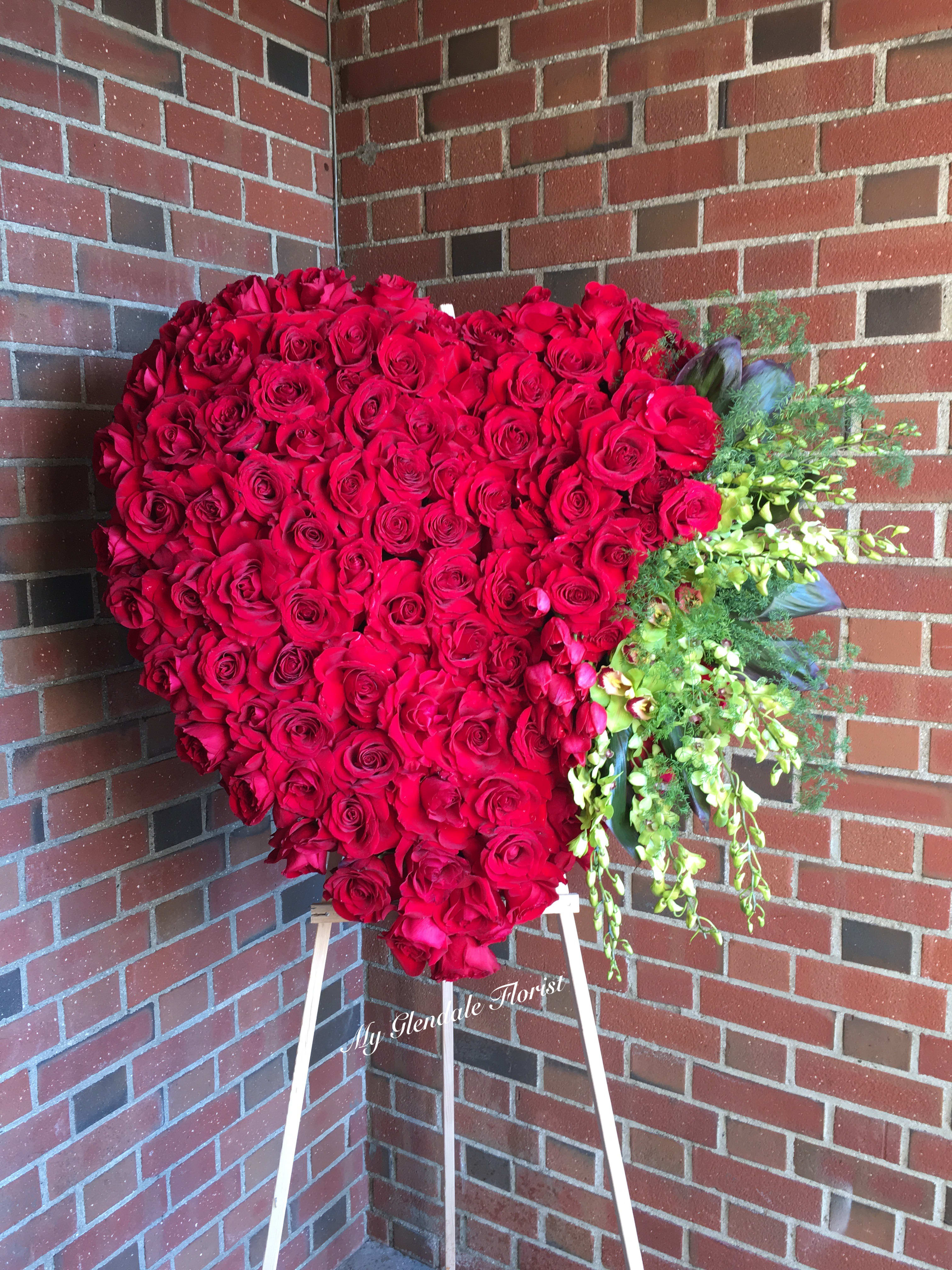 Full Red Heart Funeral Service Glendale Florist in Glendale, CA