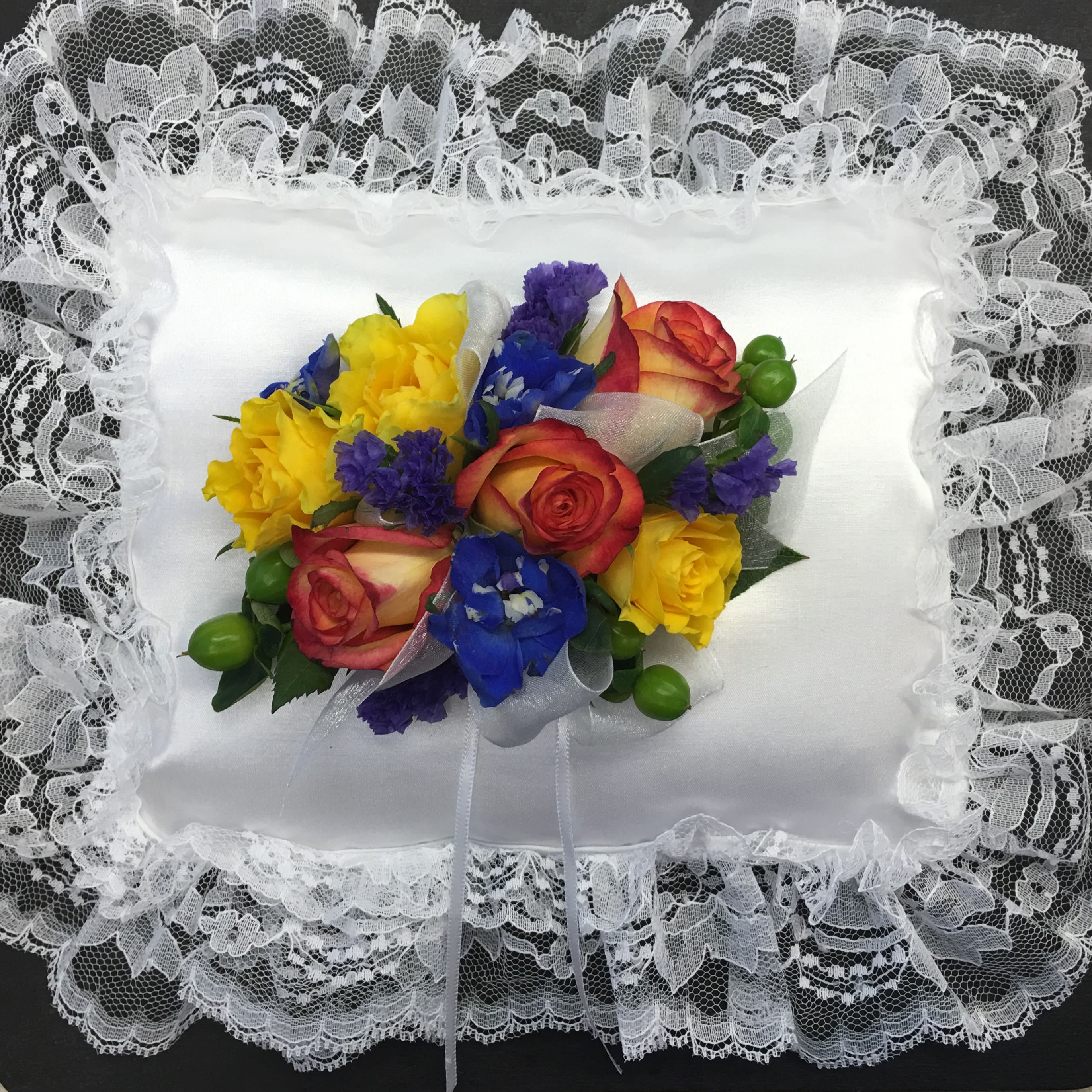 Evans Vibrant Blooms Satin Funeral Pillow in Peabody, MA Evans Flowers