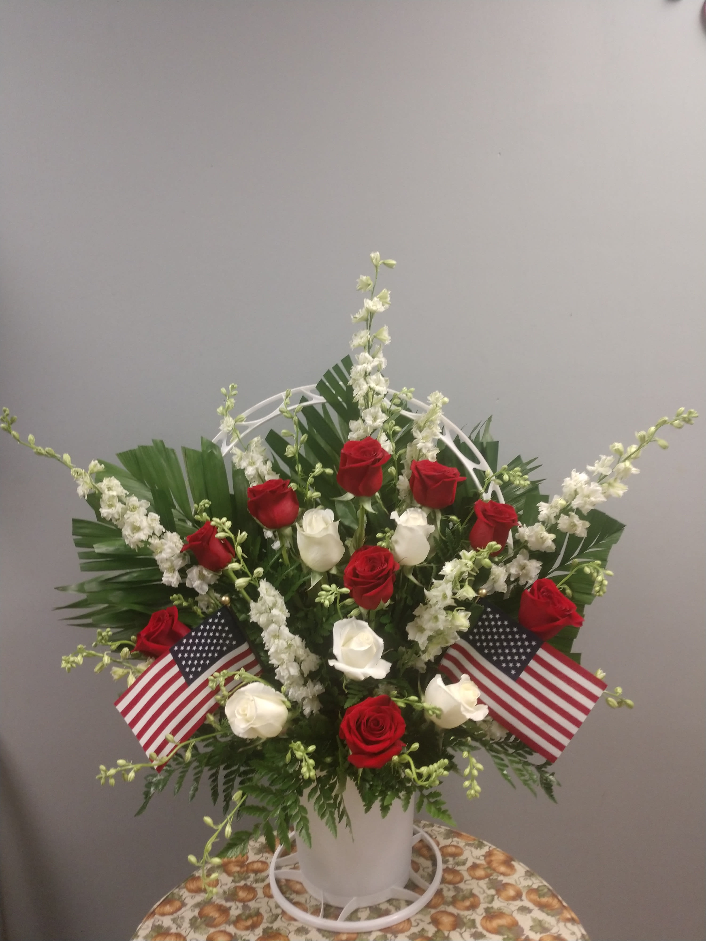 Patriot Basket Spray Patriot Basket Spray - A beautiful tribute for any service member.