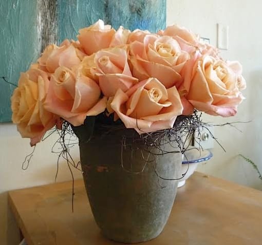 Take Me Take Me - Ecuadorian Roses in a glass vase. (as shown: Deluxe arrangement in Antique Clay Pot)